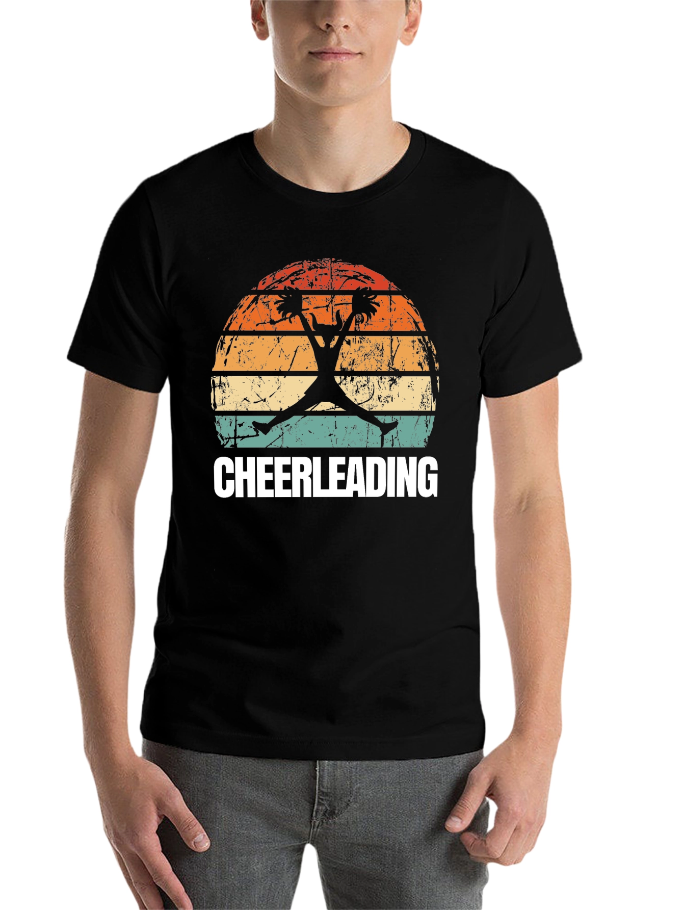 Black Cheerleading Sunset T-Shirt - Vintage Style view 7
