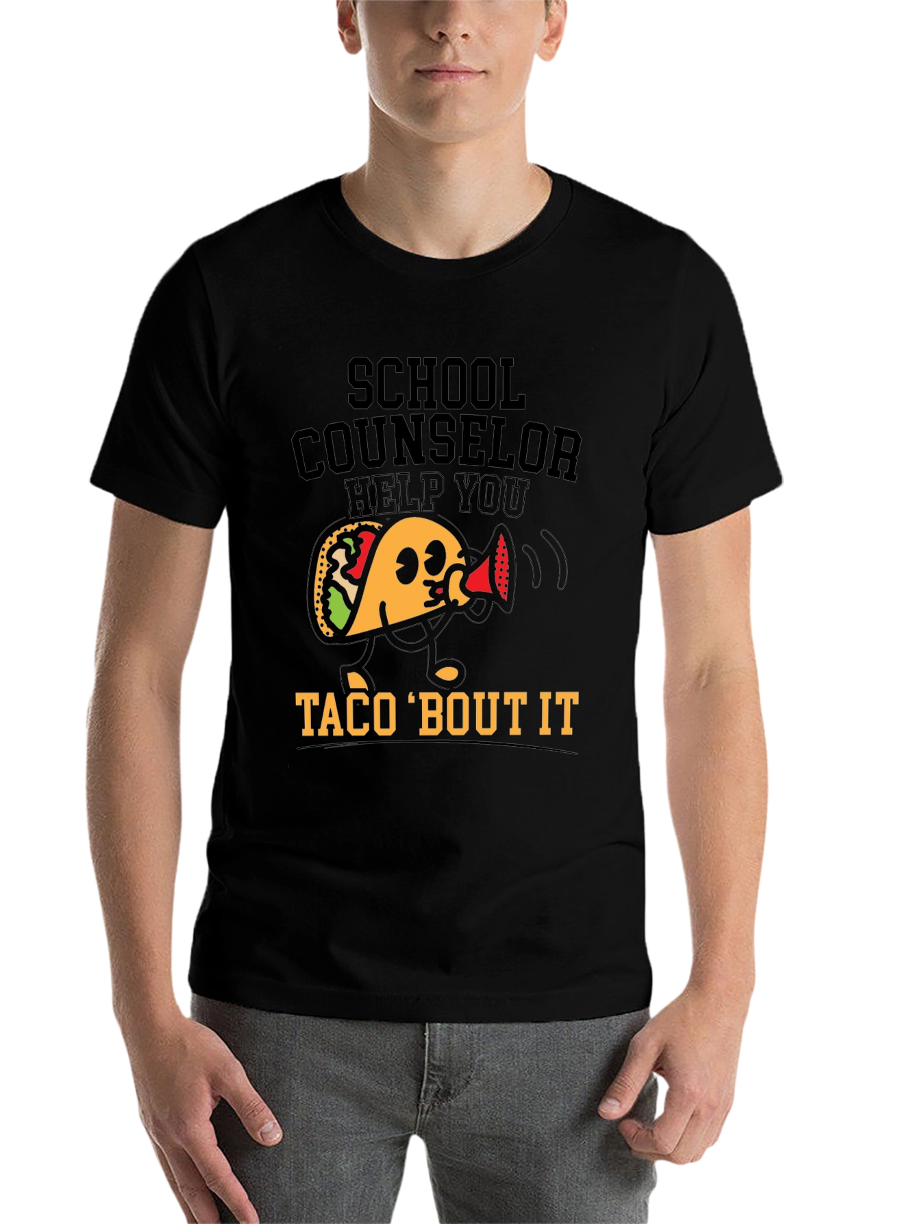 Black School Counselor Taco 'Bout It T-Shirt view 7