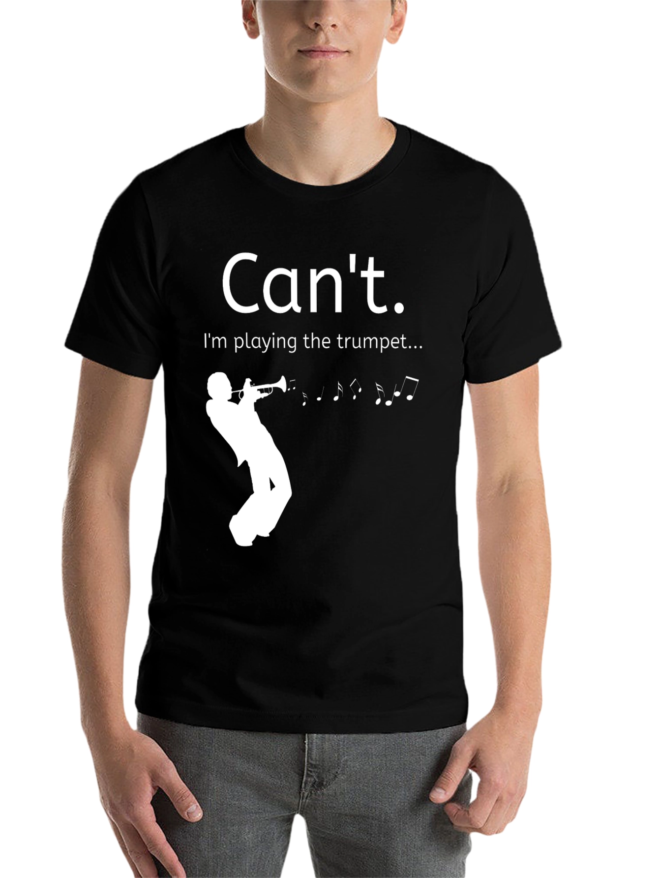 Black Can't. I'm playing the trumpet T-shirt view 7