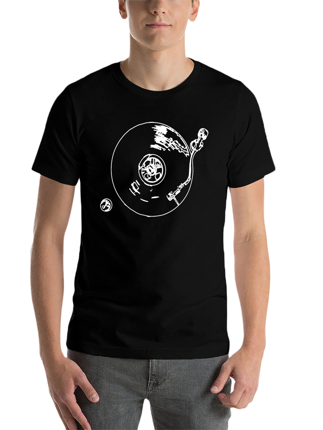 Black Turntable Graphic T-Shirt - Retro DJ Vibe view 7