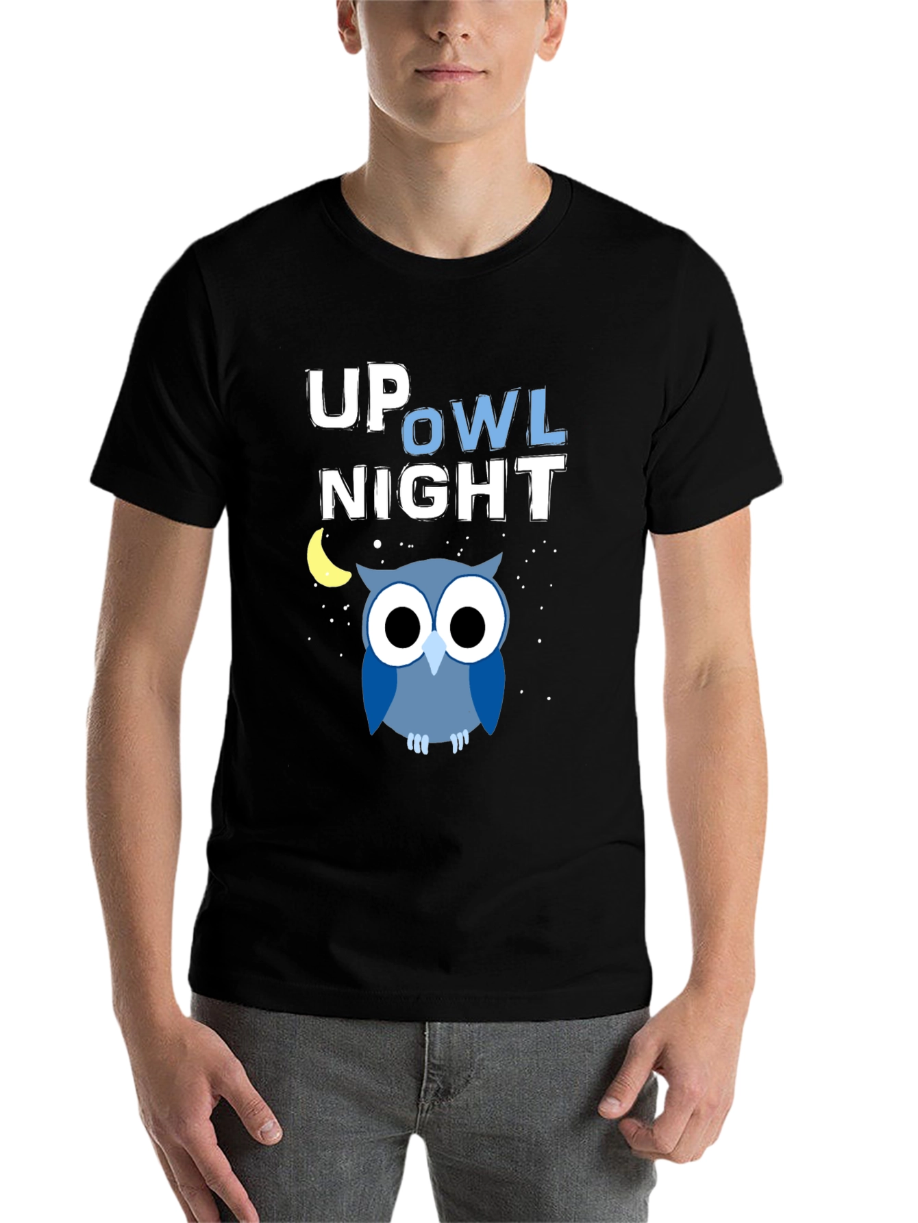 Black Up Owl Night Graphic Tee - Midnight Blue view 7