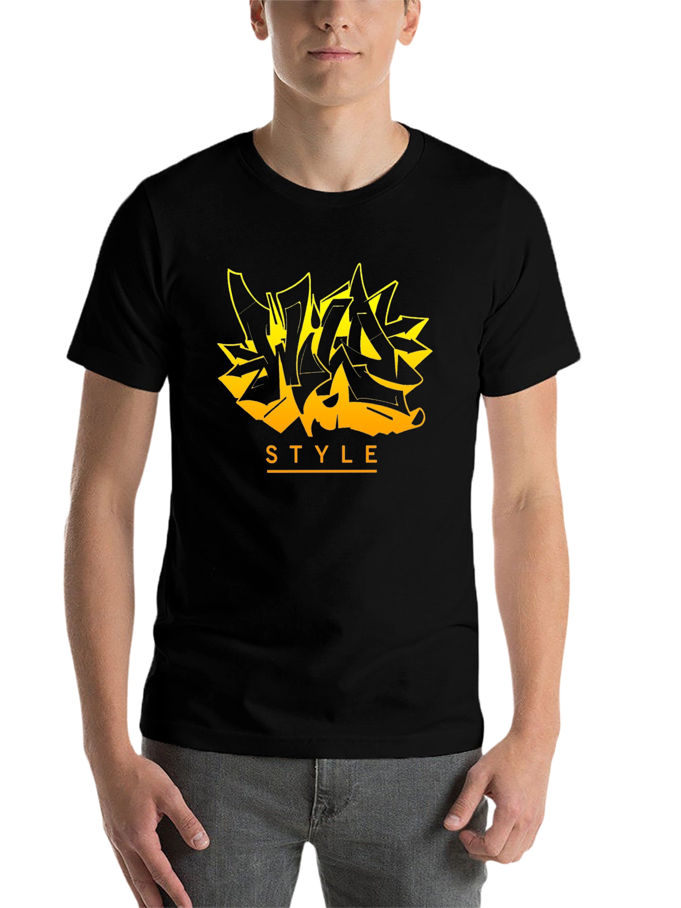 Black Urban Style Graffiti Tee - Black Graphic T-Shirt view 7
