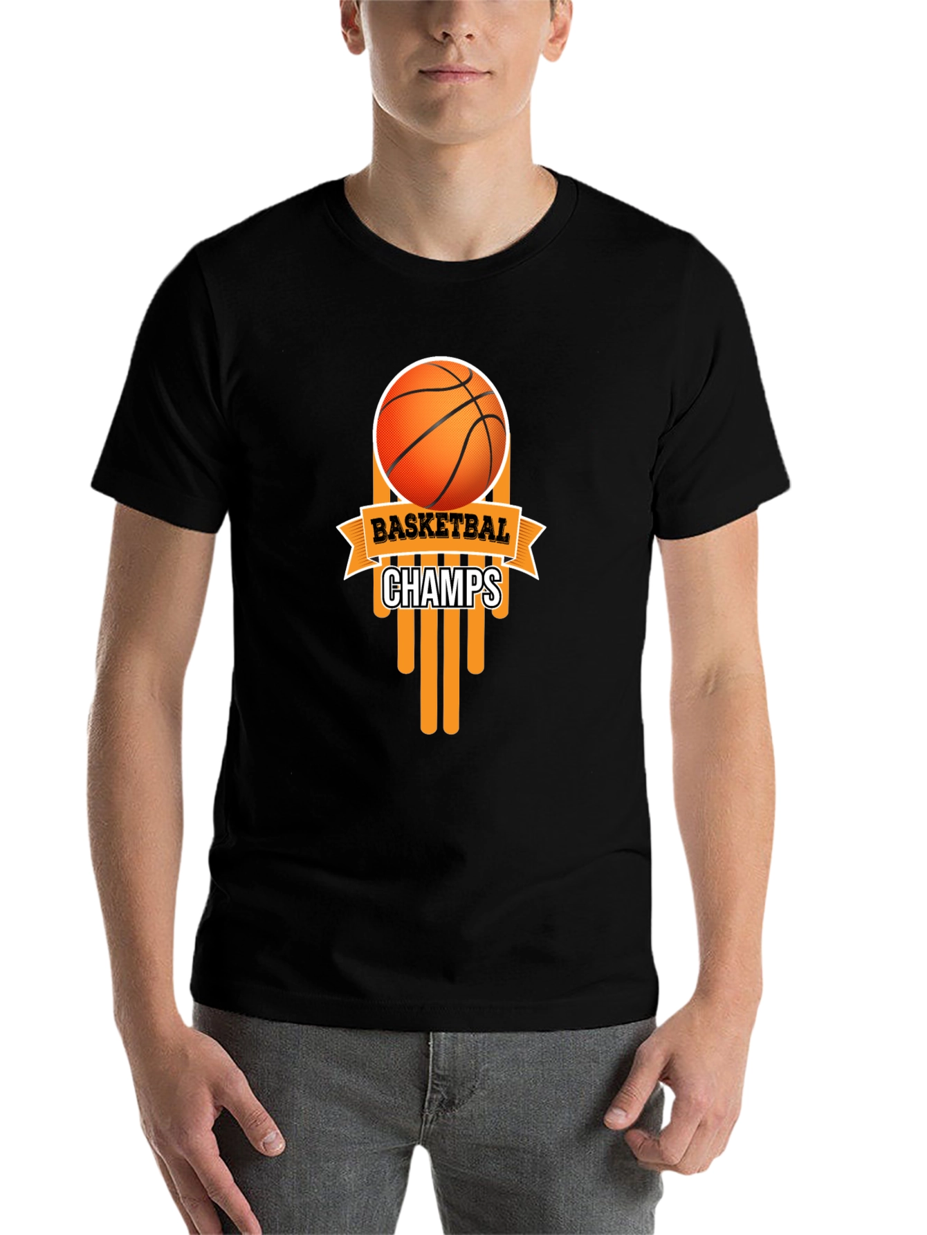 Black Basketball Champs Black Graphic T-Shirt view 7