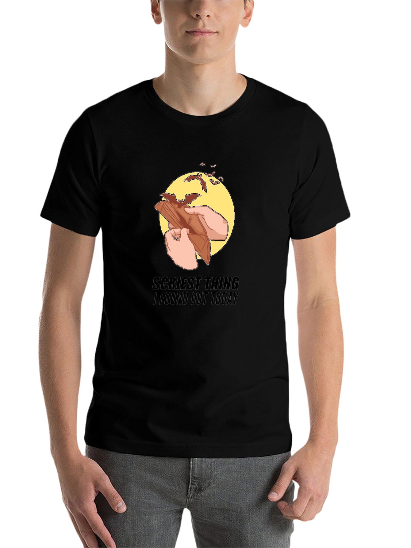 Black Scariest Thing T-Shirt: Bats in Wallet Graphic Tee view 7