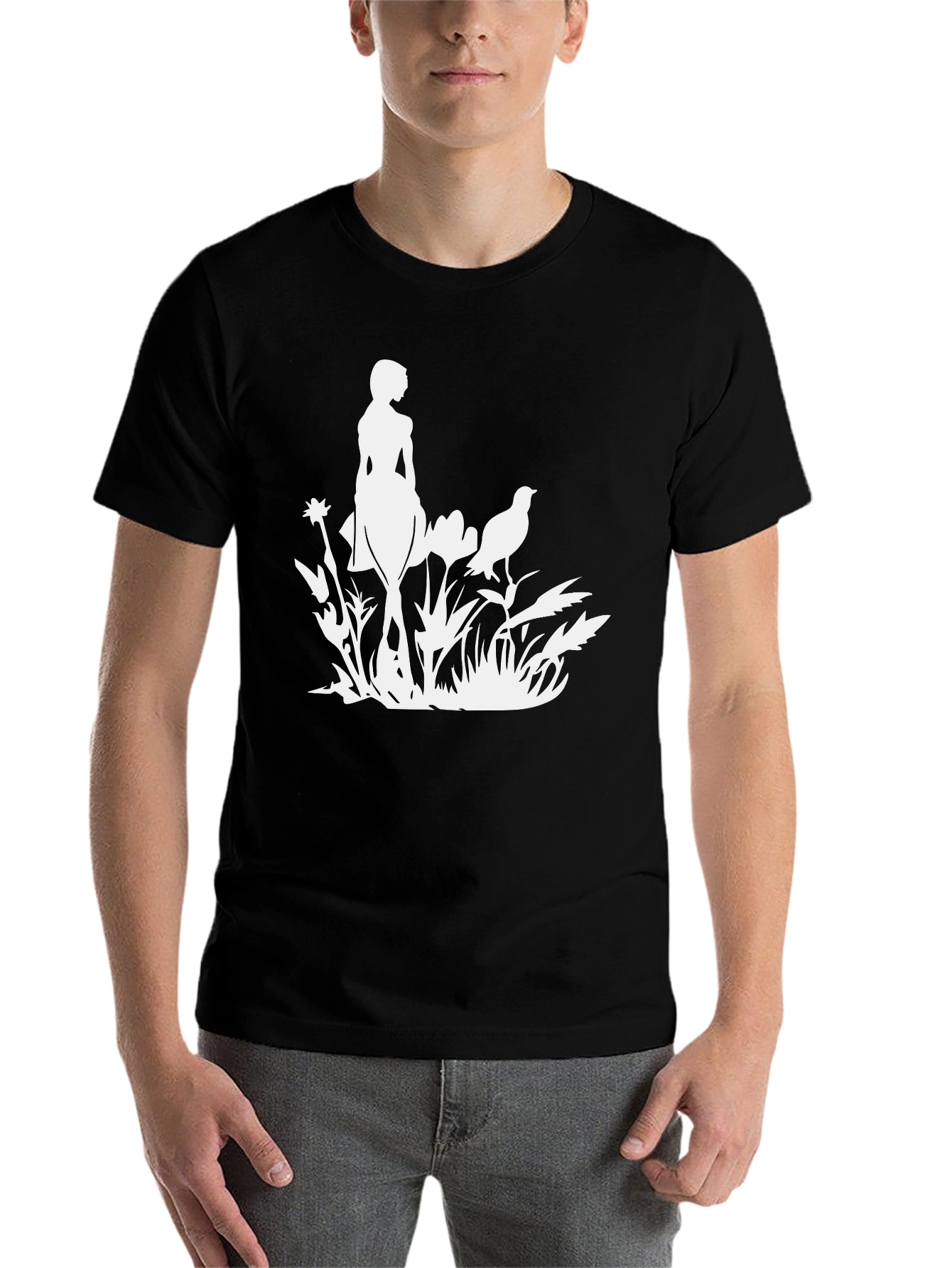 Black Nature Girl Silhouette Black Tee view 7