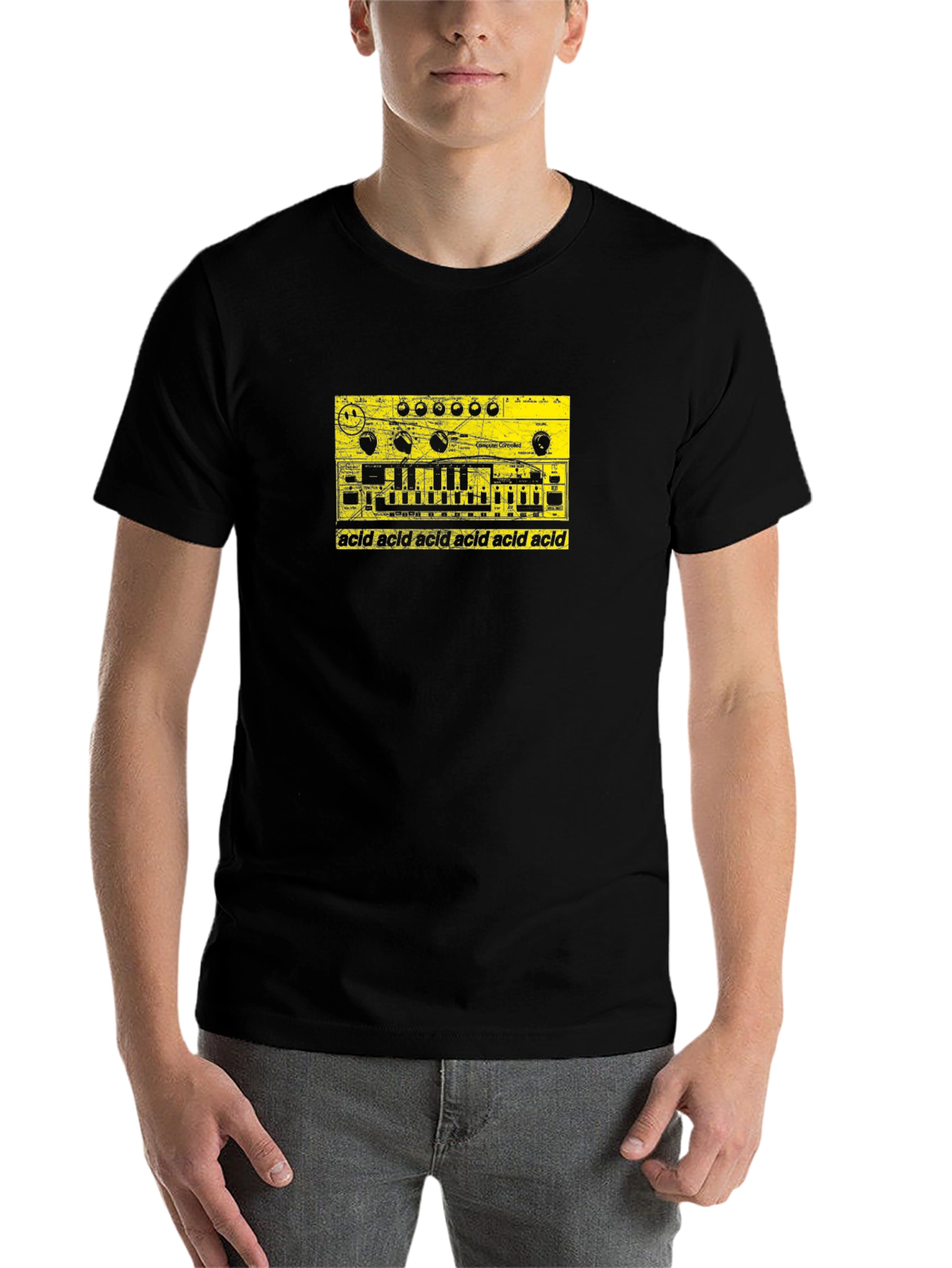 Black Acid Music T-Shirt - Synthesizer Graphic Tee view 7