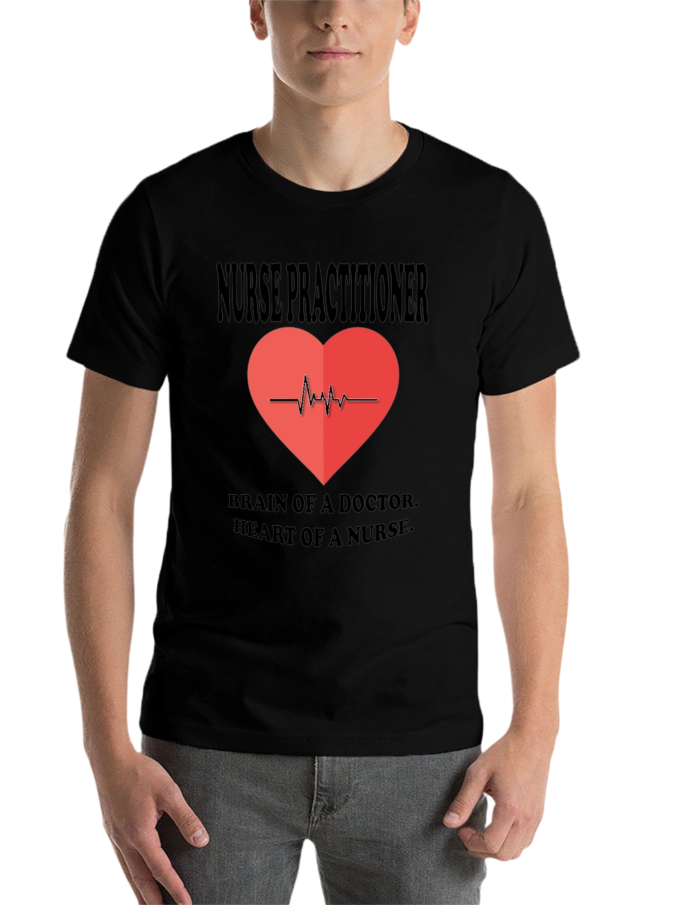 Black Nurse Practitioner Heartbeat T-Shirt view 7