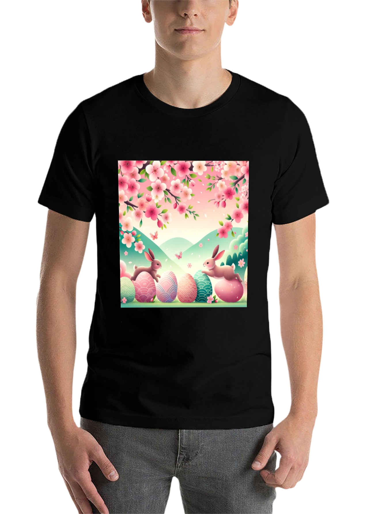 Camiseta Pascua Conejos y Flores