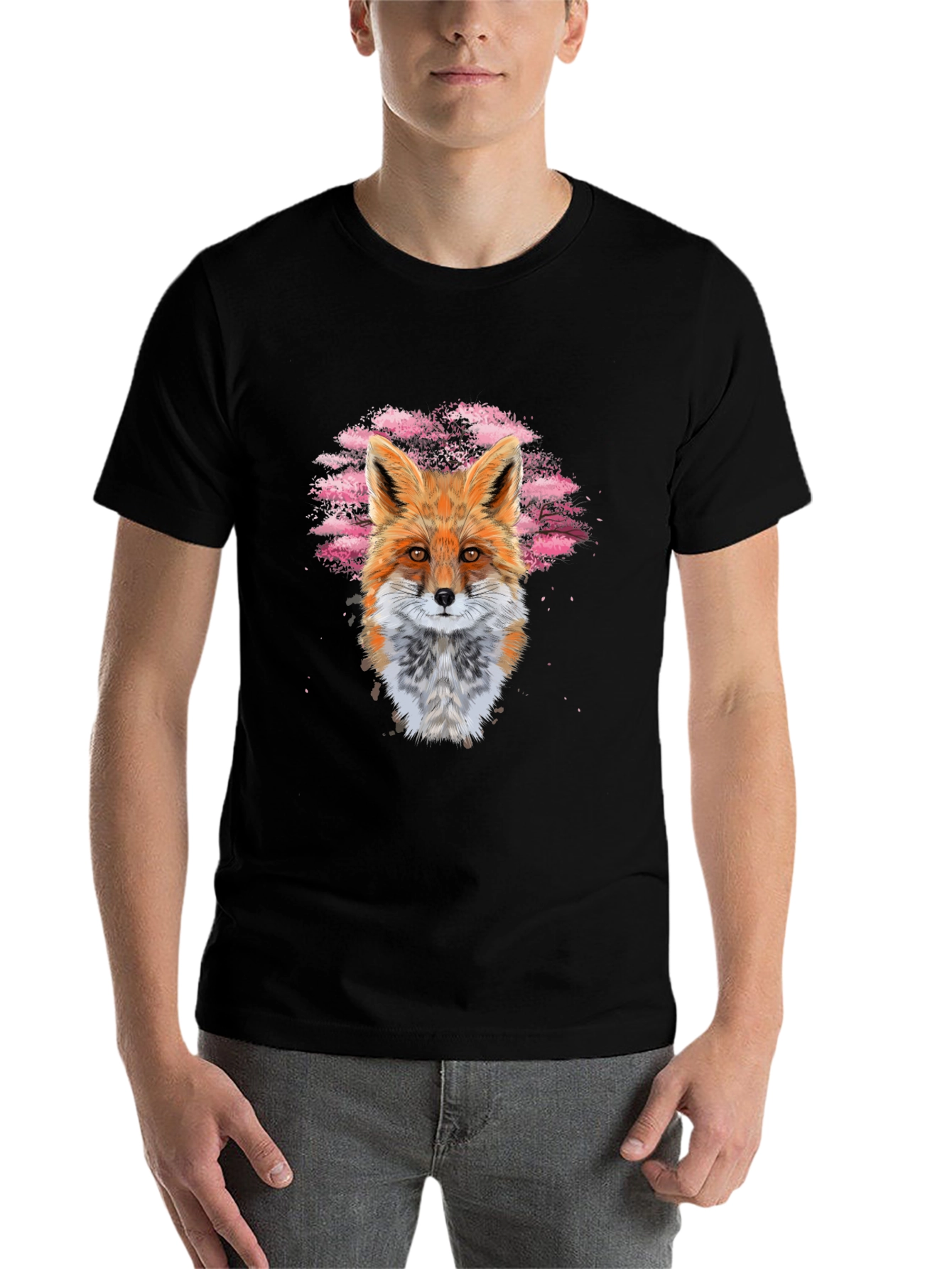 Black Fox Art Black T-Shirt view 7