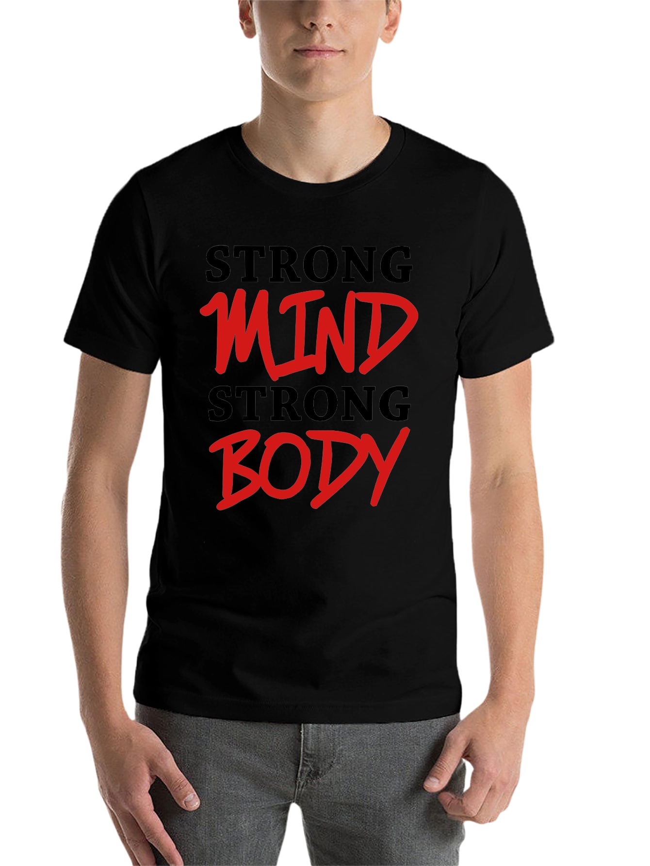 Black Strong Mind Strong Body Graphic Tee view 7