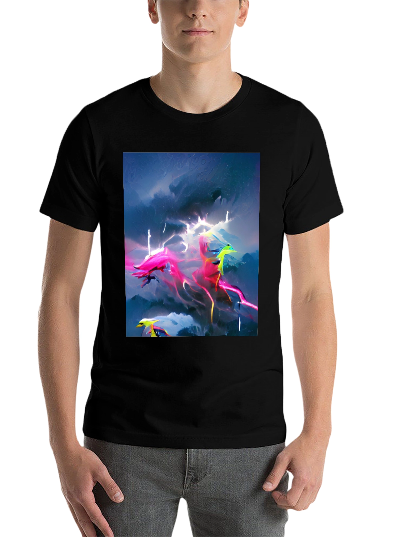 Black Electric Sky Graphic Tee - Vibrant Style view 7