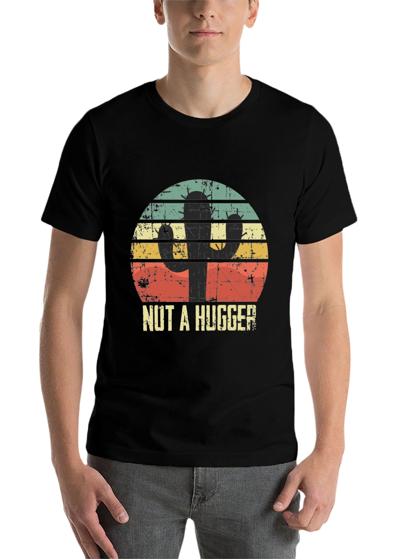Black Cactus Humor Graphic Tee - "Nut A Hugger" view 7