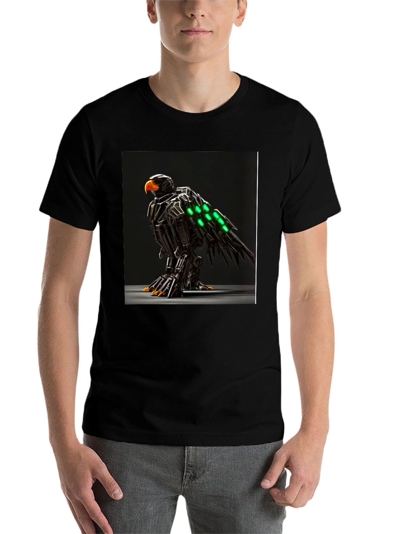 Black Robotic Eagle Graphic Tee - Bold Black view 7
