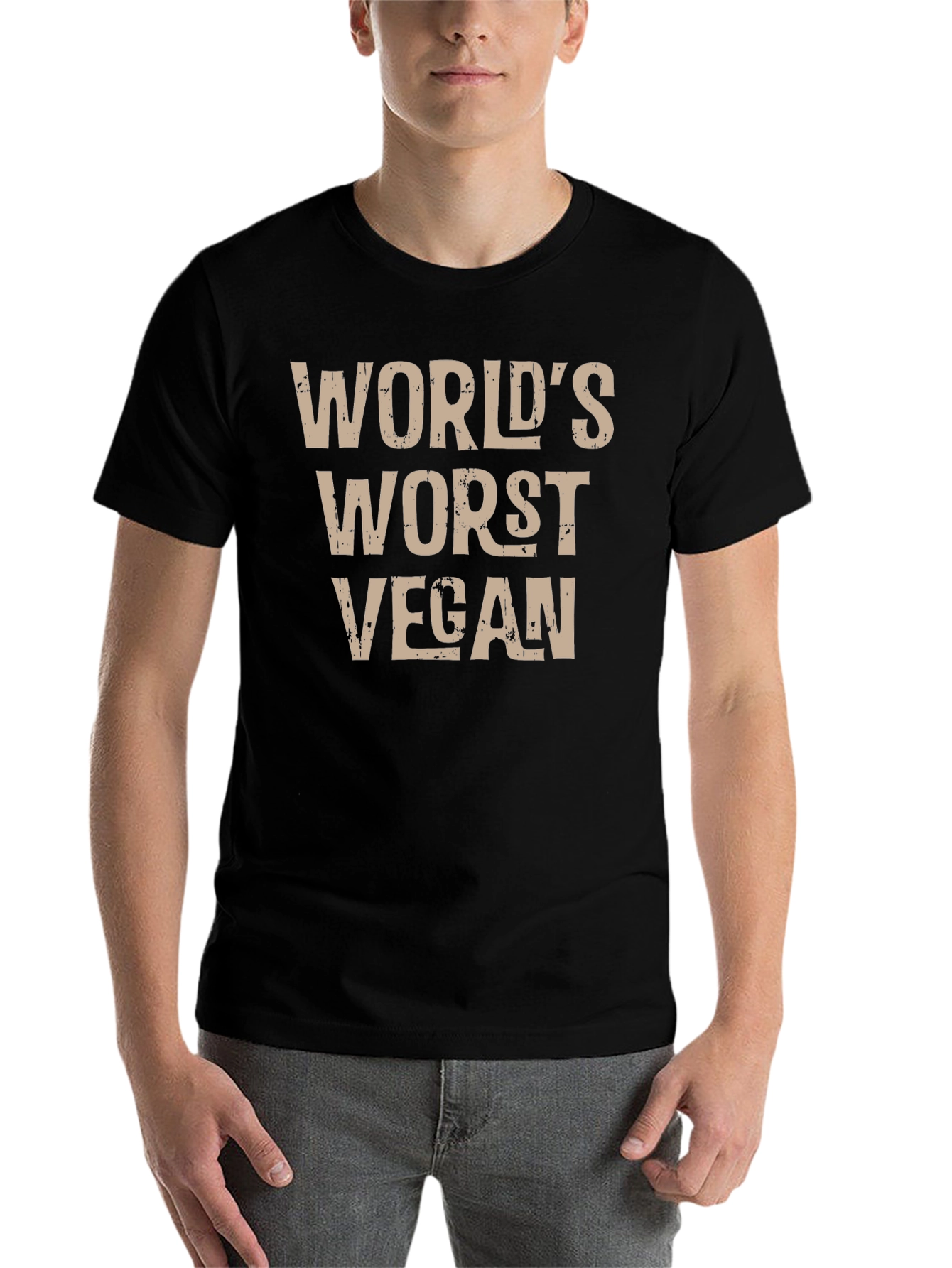 Black World's Worst Vegan T-Shirt - Funny Vegan Humor Tee view 7