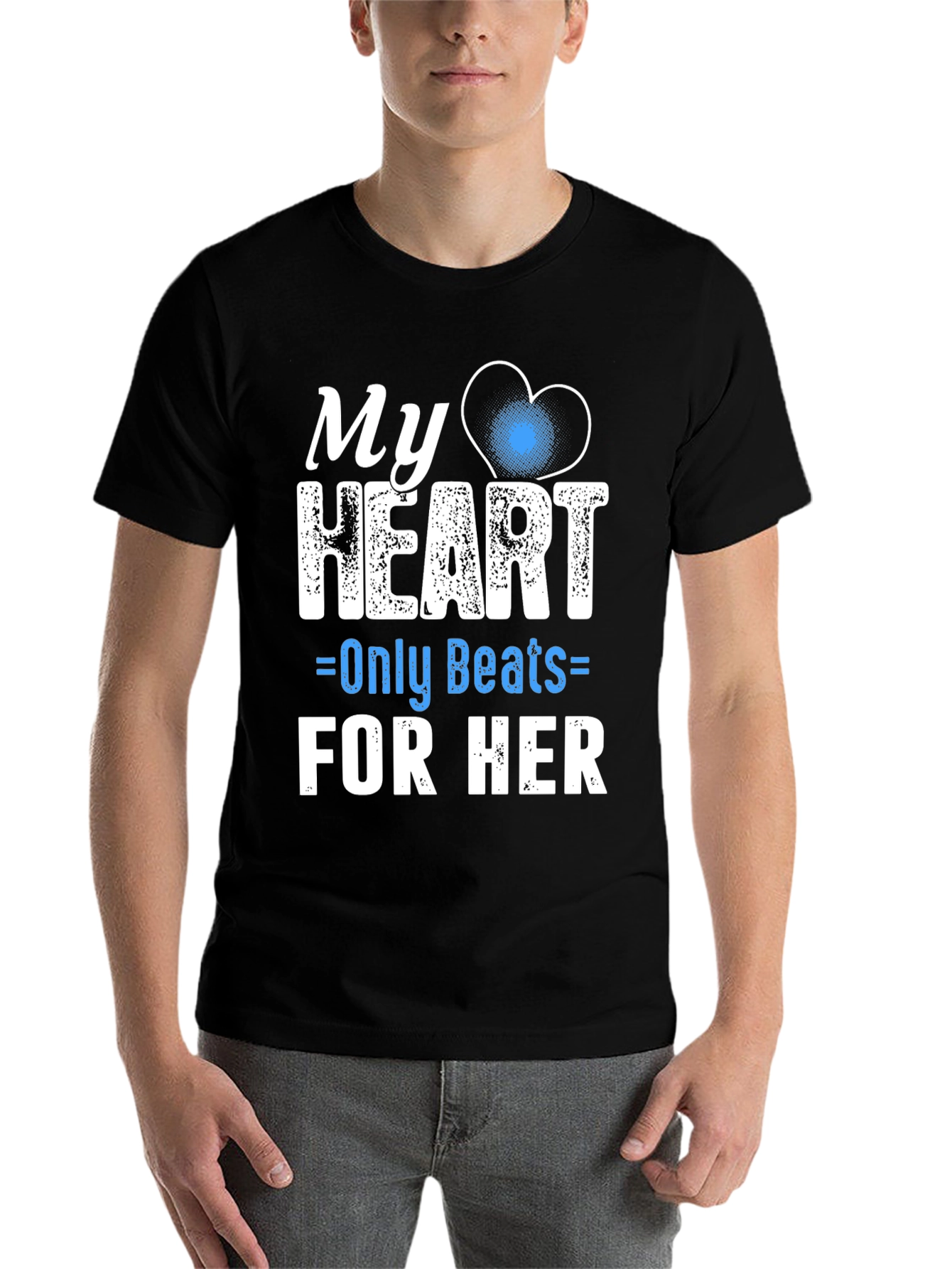 Black My Heart Only Beats For Her - Graphic Tee view 7