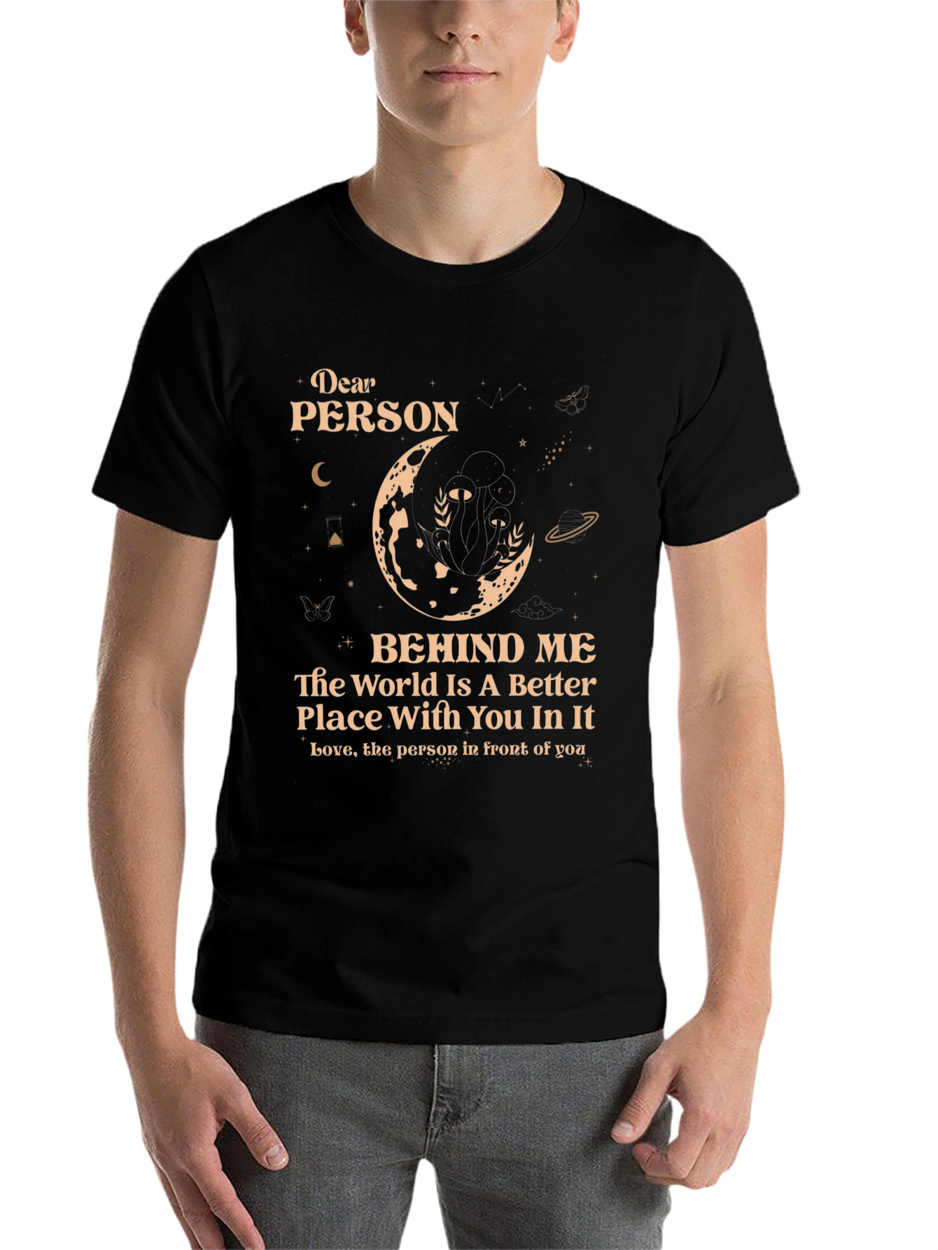 Black Dear Person Behind Me T-Shirt - Unisex view 7