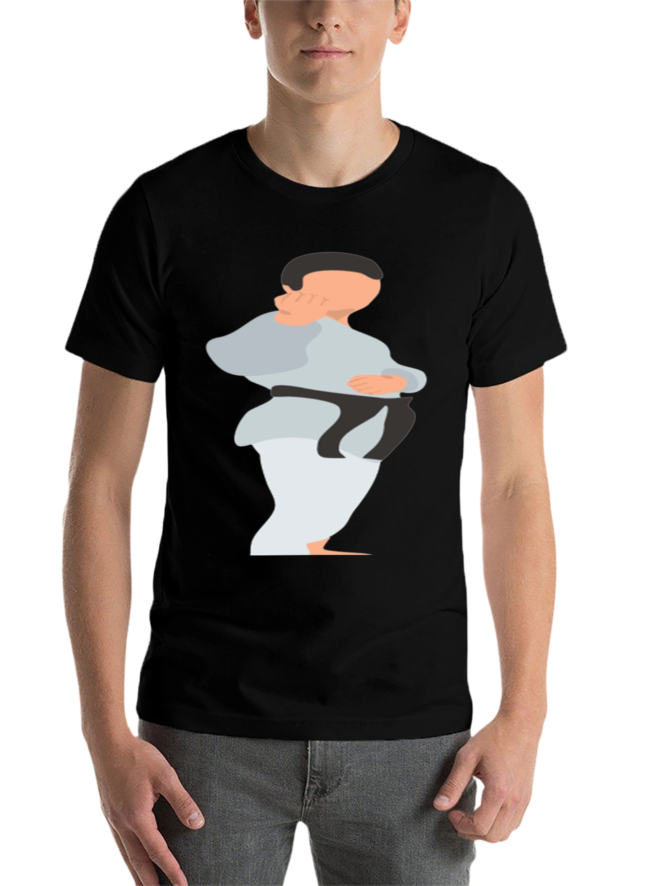 Black Karate Graphic T-Shirt - Black Cotton Blend view 7