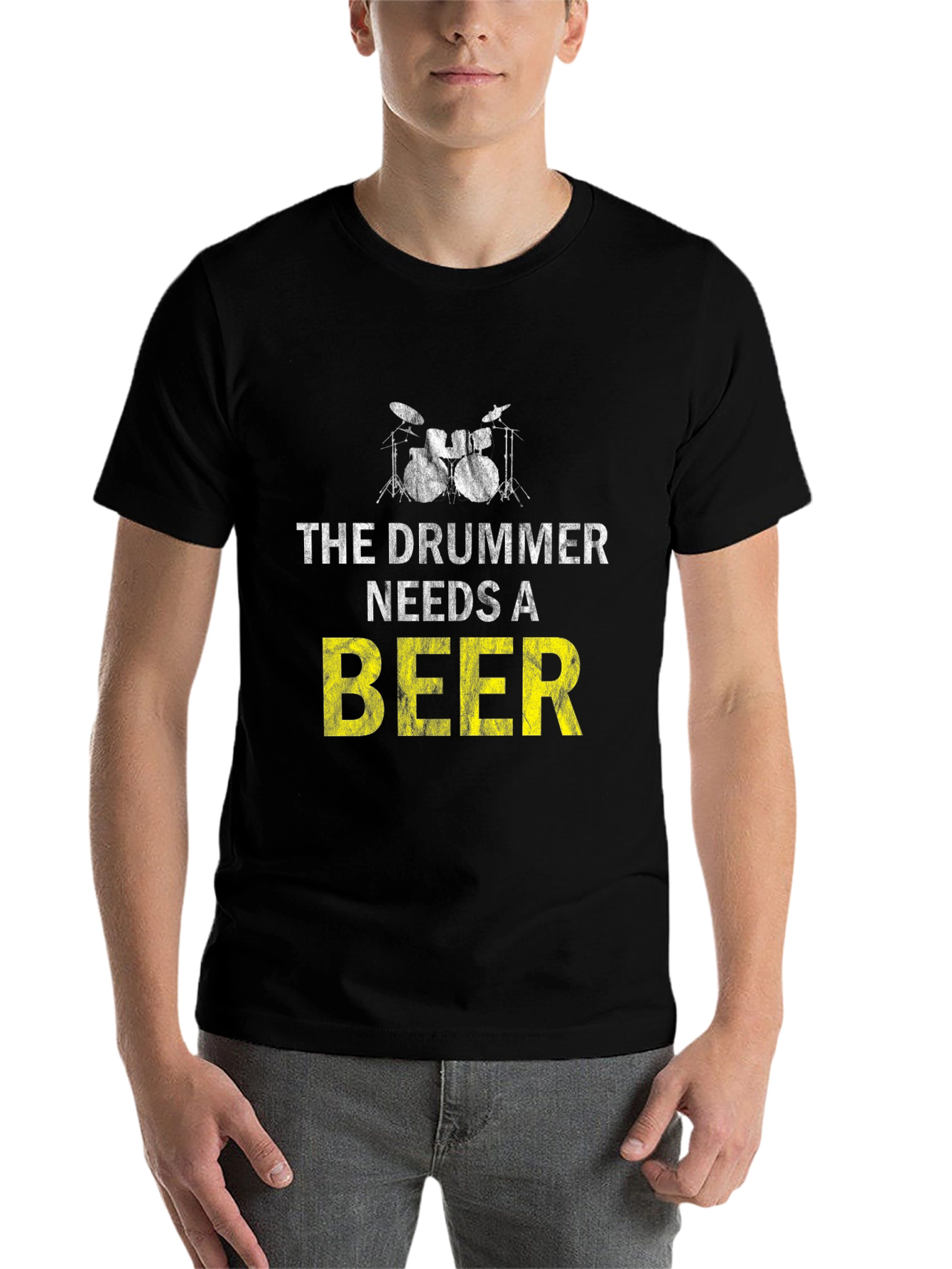 Black Drummer Needs Beer T-Shirt - Music Lover Tee view 7