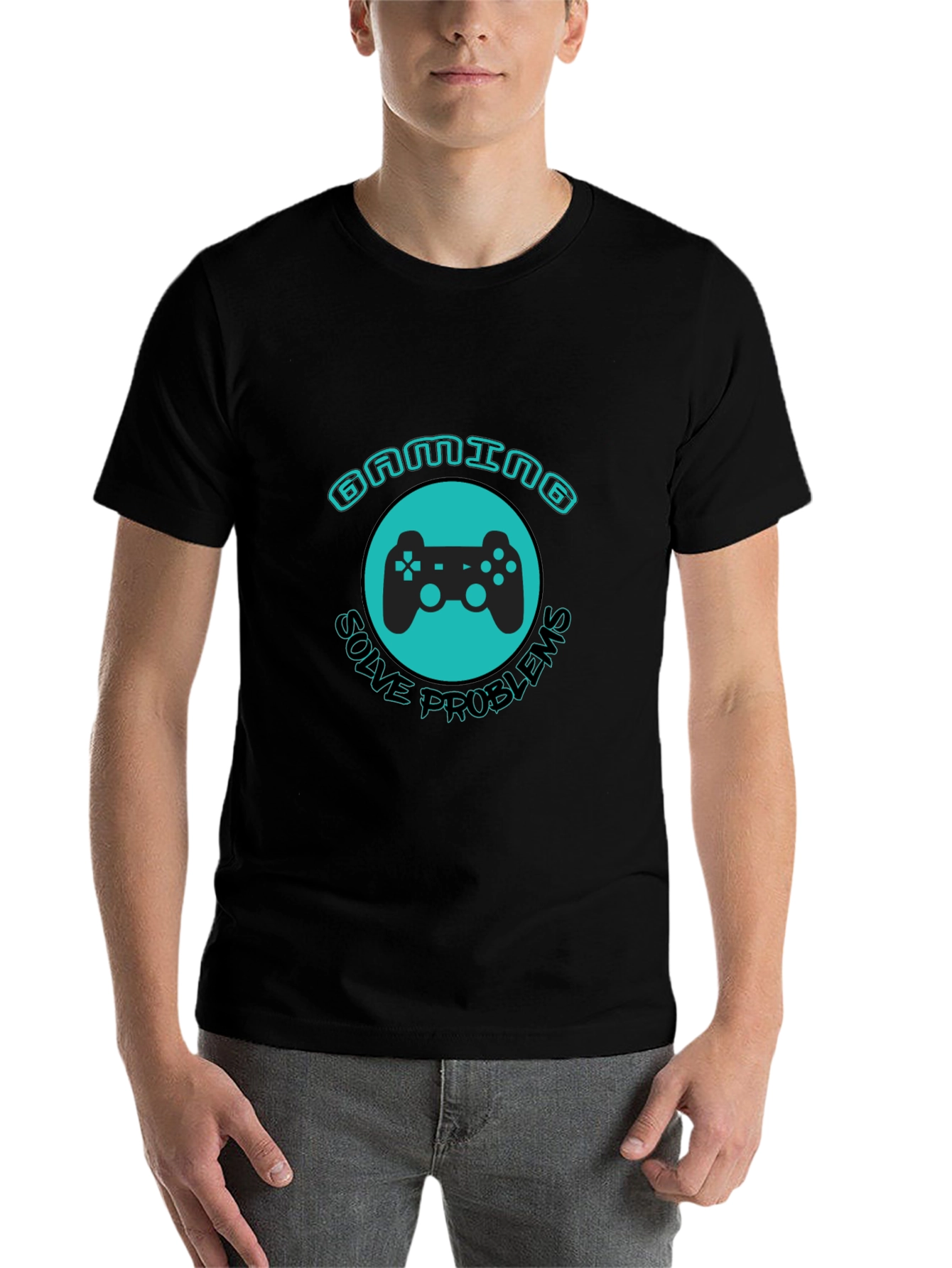 Black Gaming Solves Problems T-Shirt view 7