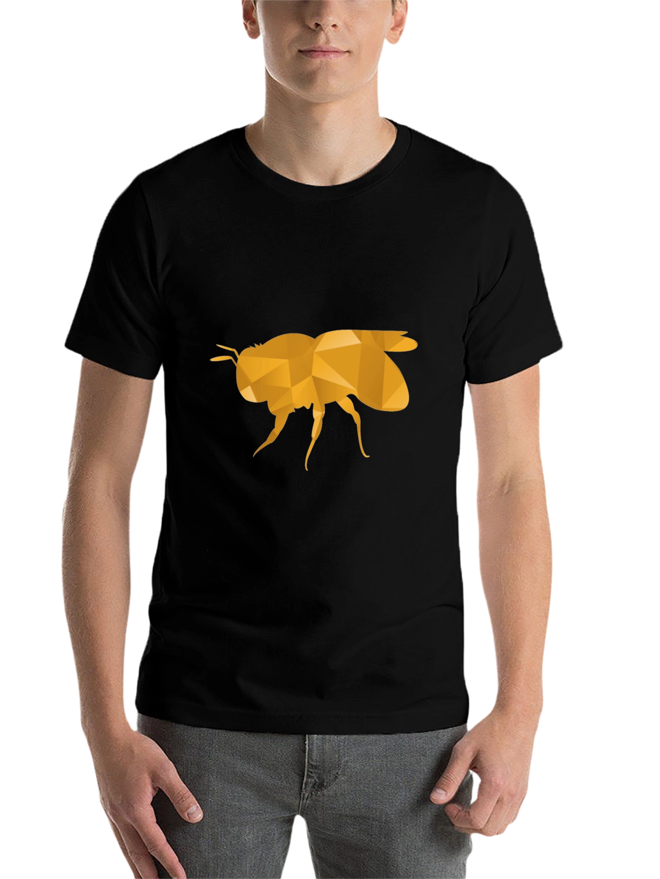 Black Geometric Bee Graphic Black T-Shirt view 7
