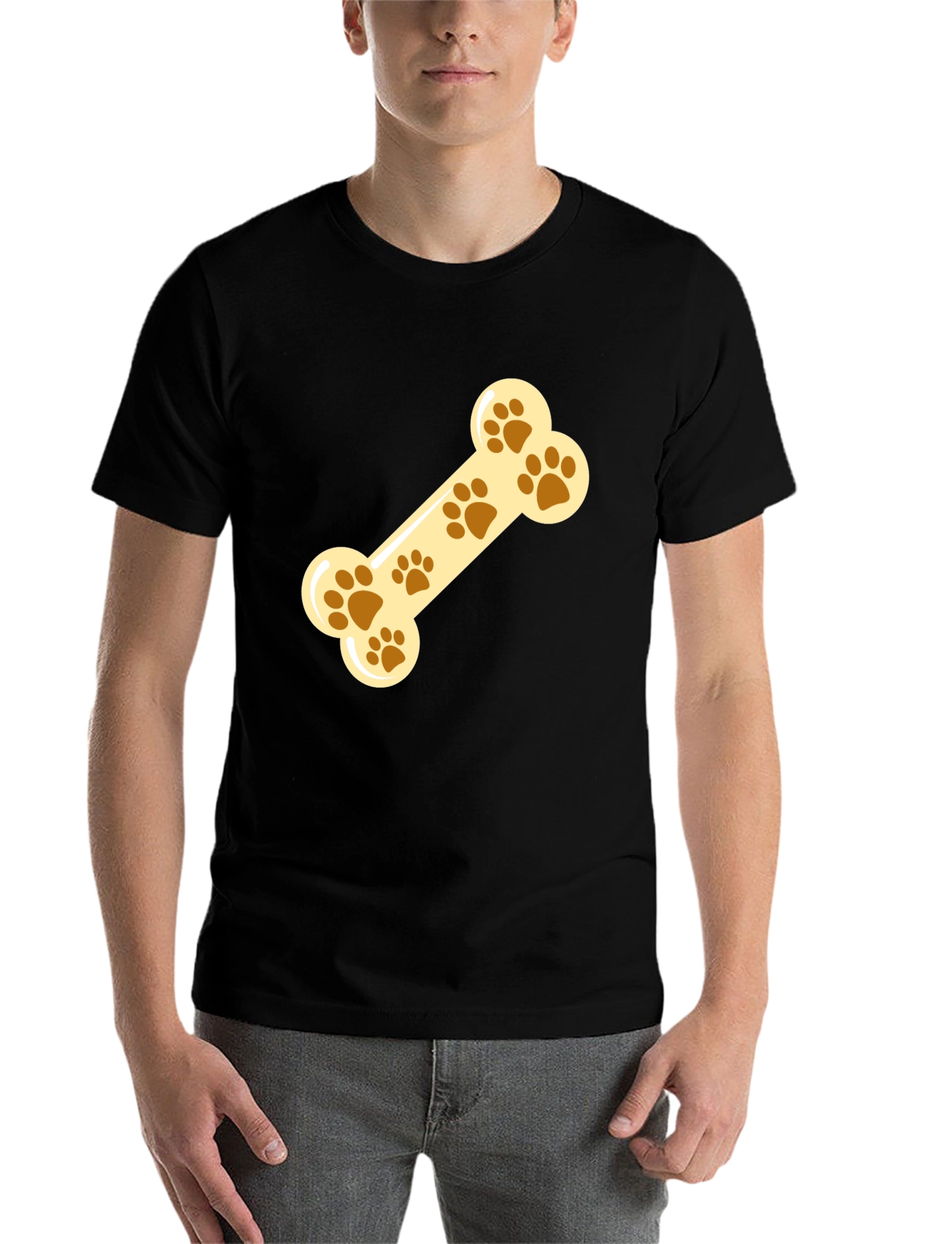 Black Paw Print Dog Bone Graphic Tee view 7