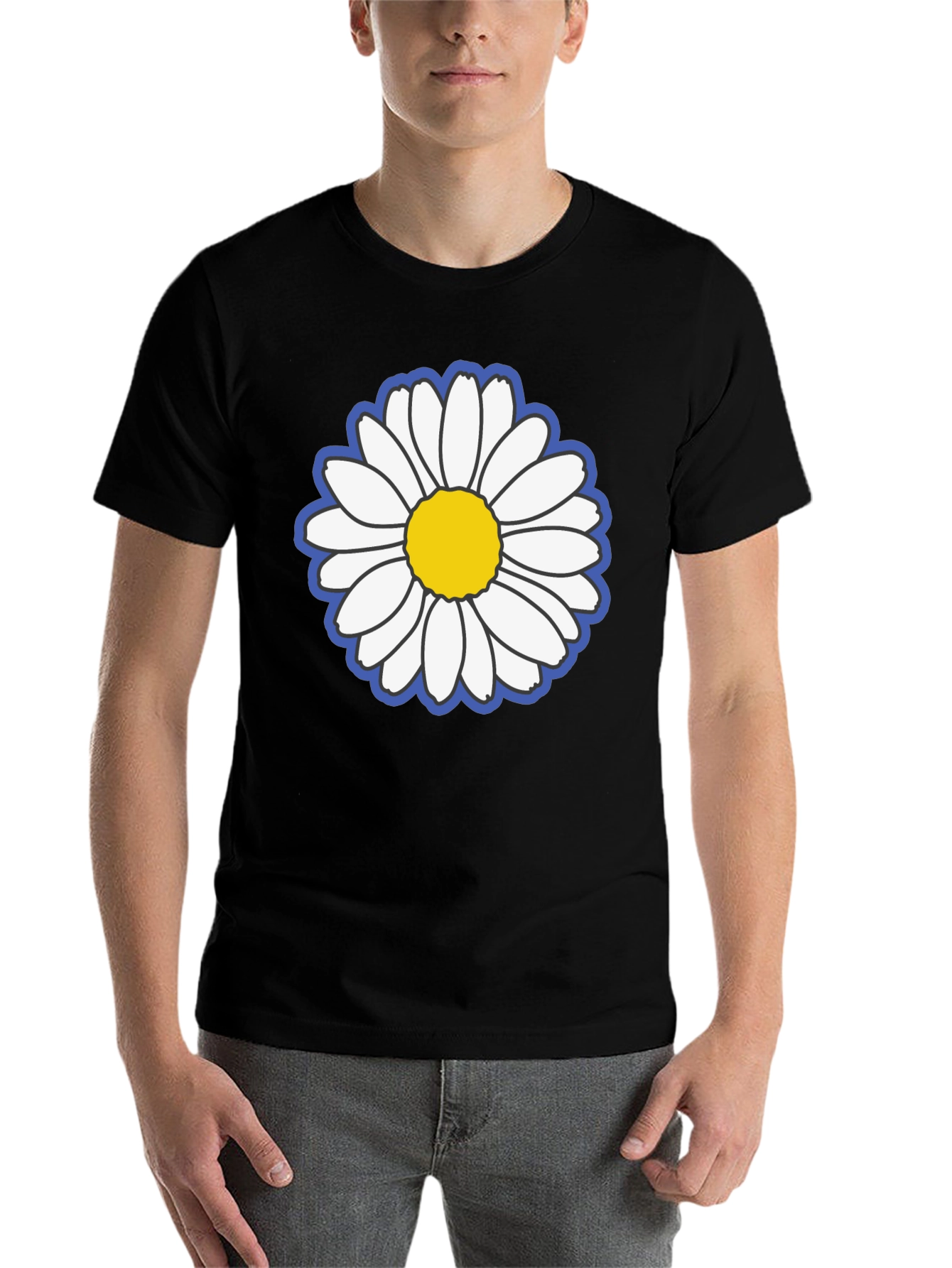 Black Daisy Flower Graphic Black Tee view 7