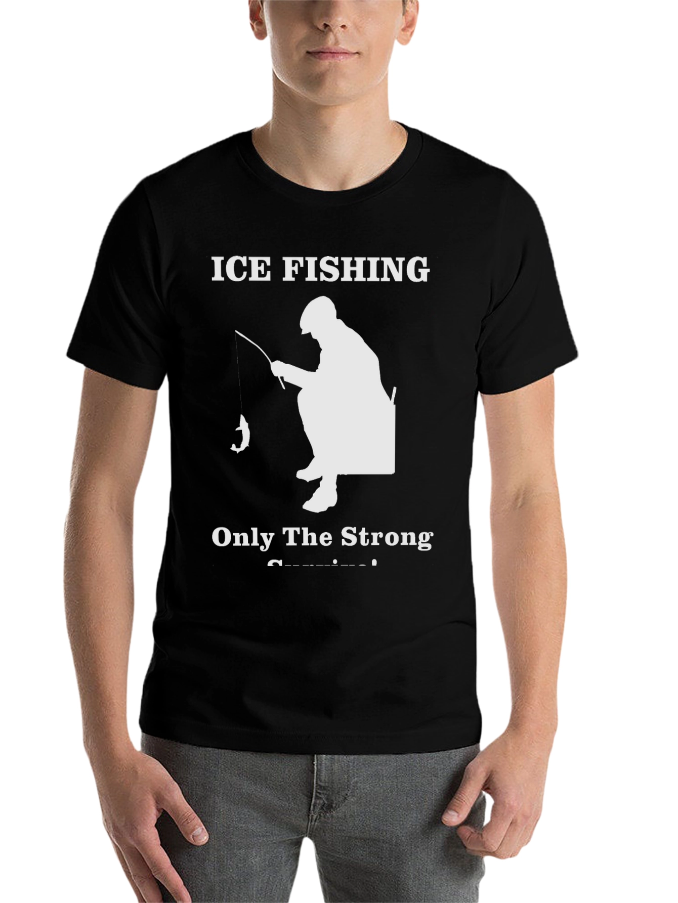 Black Ice Fishing T-Shirt - Only The Strong Survive! view 7