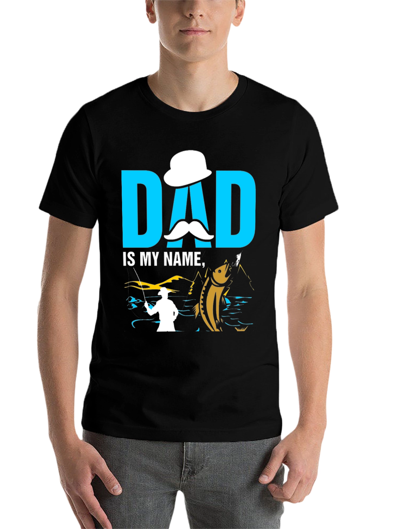 Black Dad is My Name Fishing T-Shirt view 7