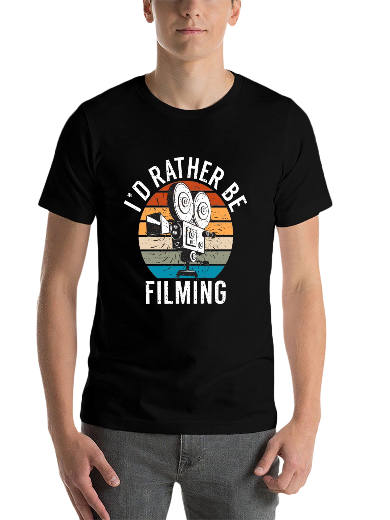 Black I'd Rather Be Filming T-Shirt | Movie Lover Gift view 7