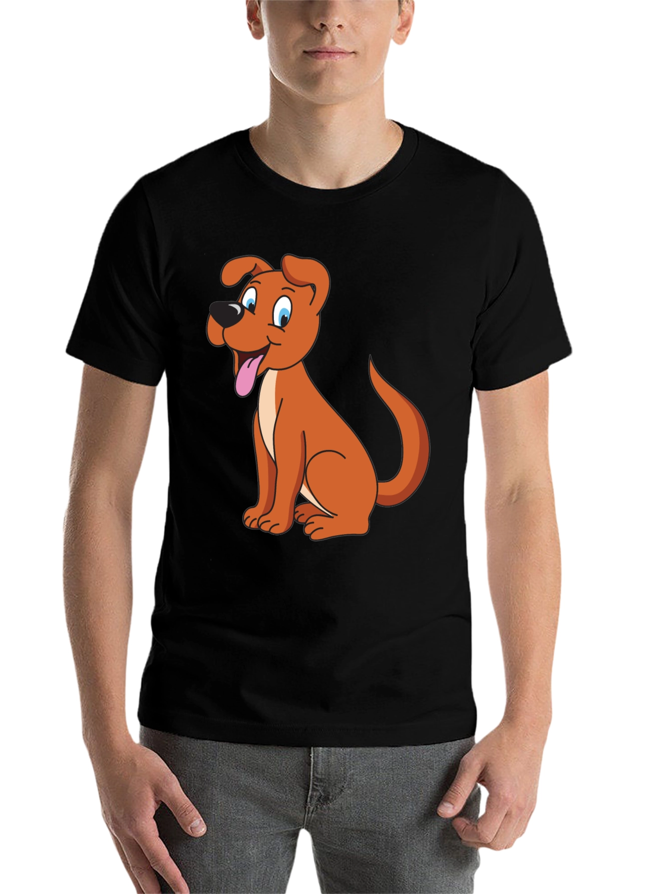 Black Cartoon Dog Graphic Tee - Black view 7