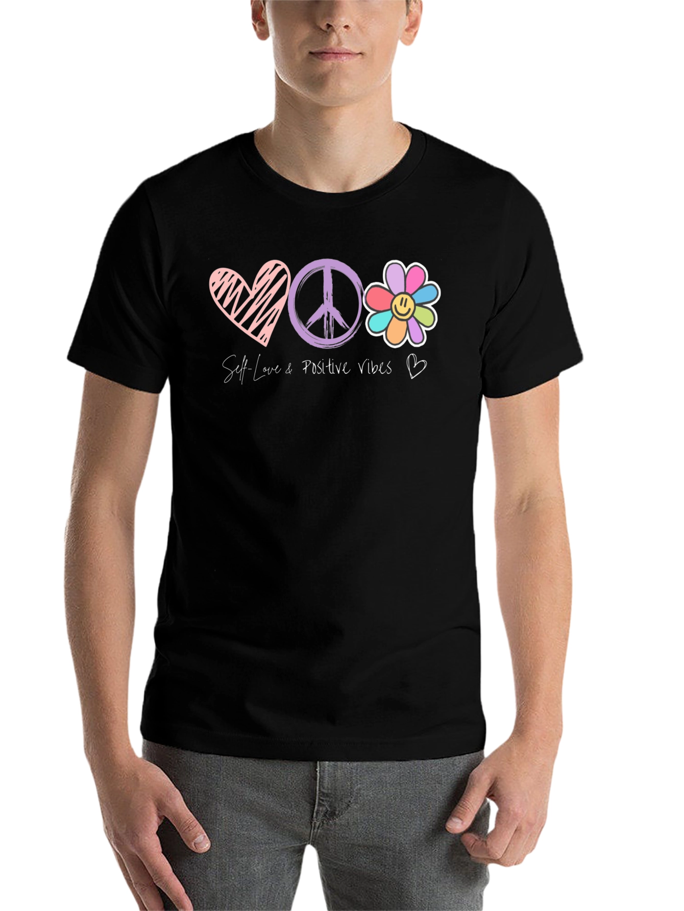 Black Self Love Positive Vibes Graphic Tee view 7