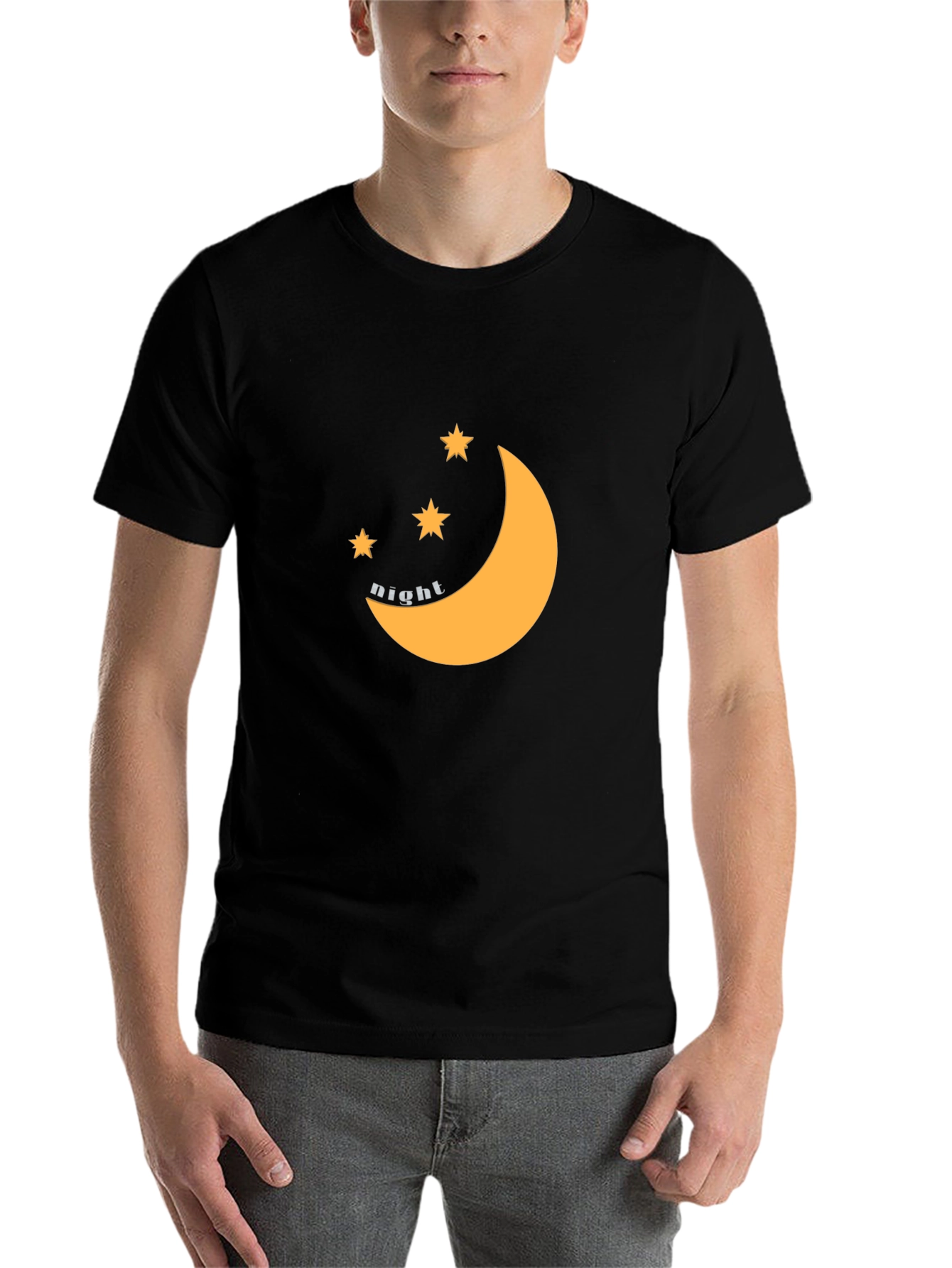 Black Night Sky Graphic Tee - Black Cotton Blend view 7