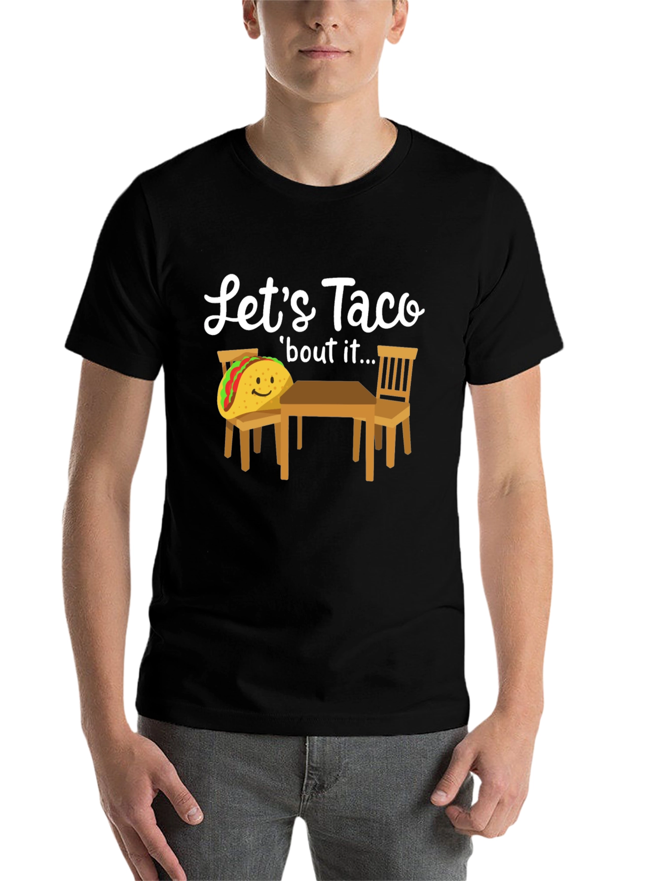 Black Let's Taco 'bout It T-Shirt view 7