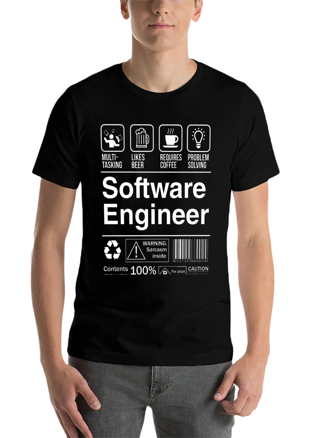 Black Software Engineer Humor T-Shirt view 7