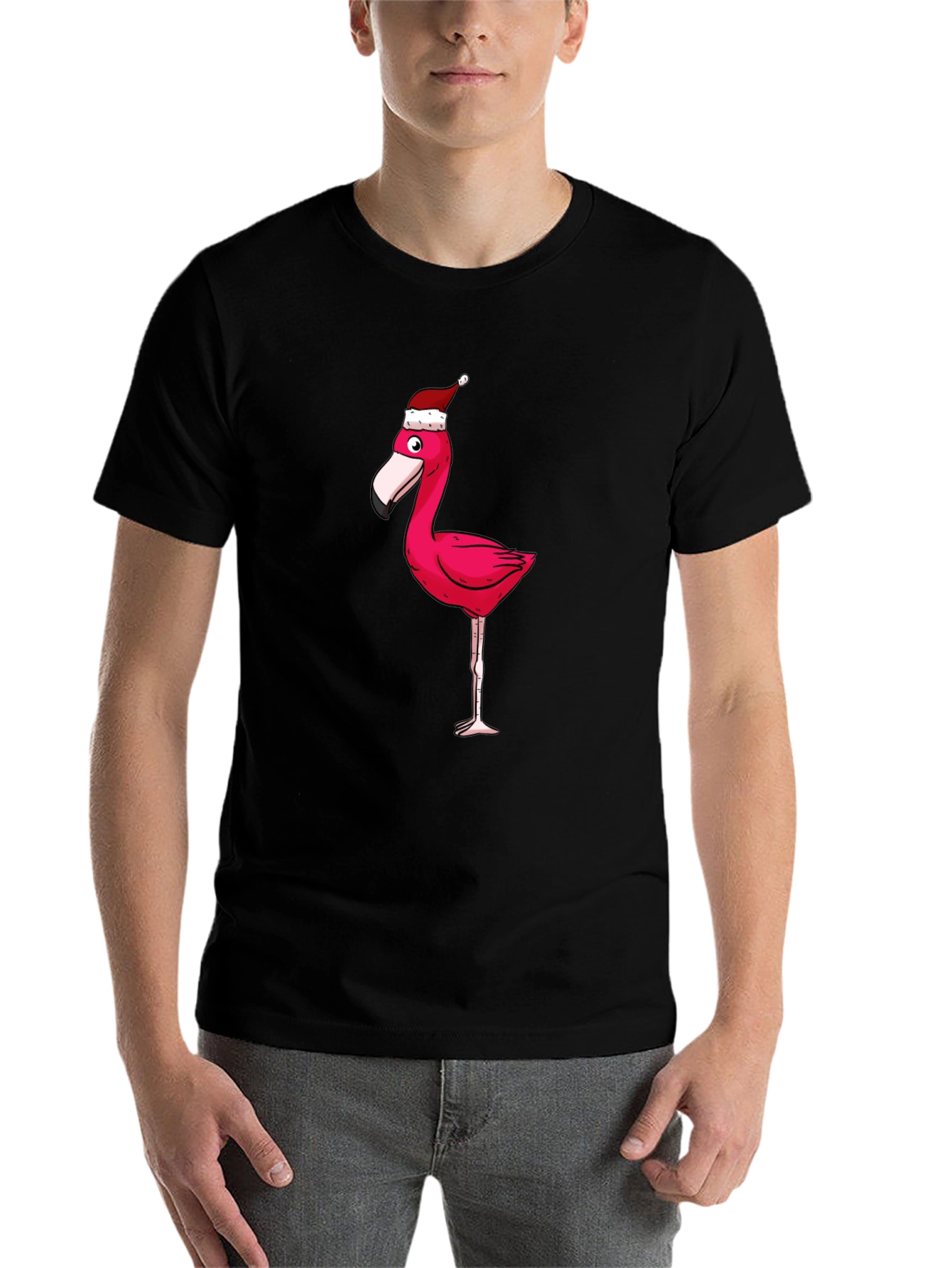 Black Festive Flamingo Graphic Tee view 7
