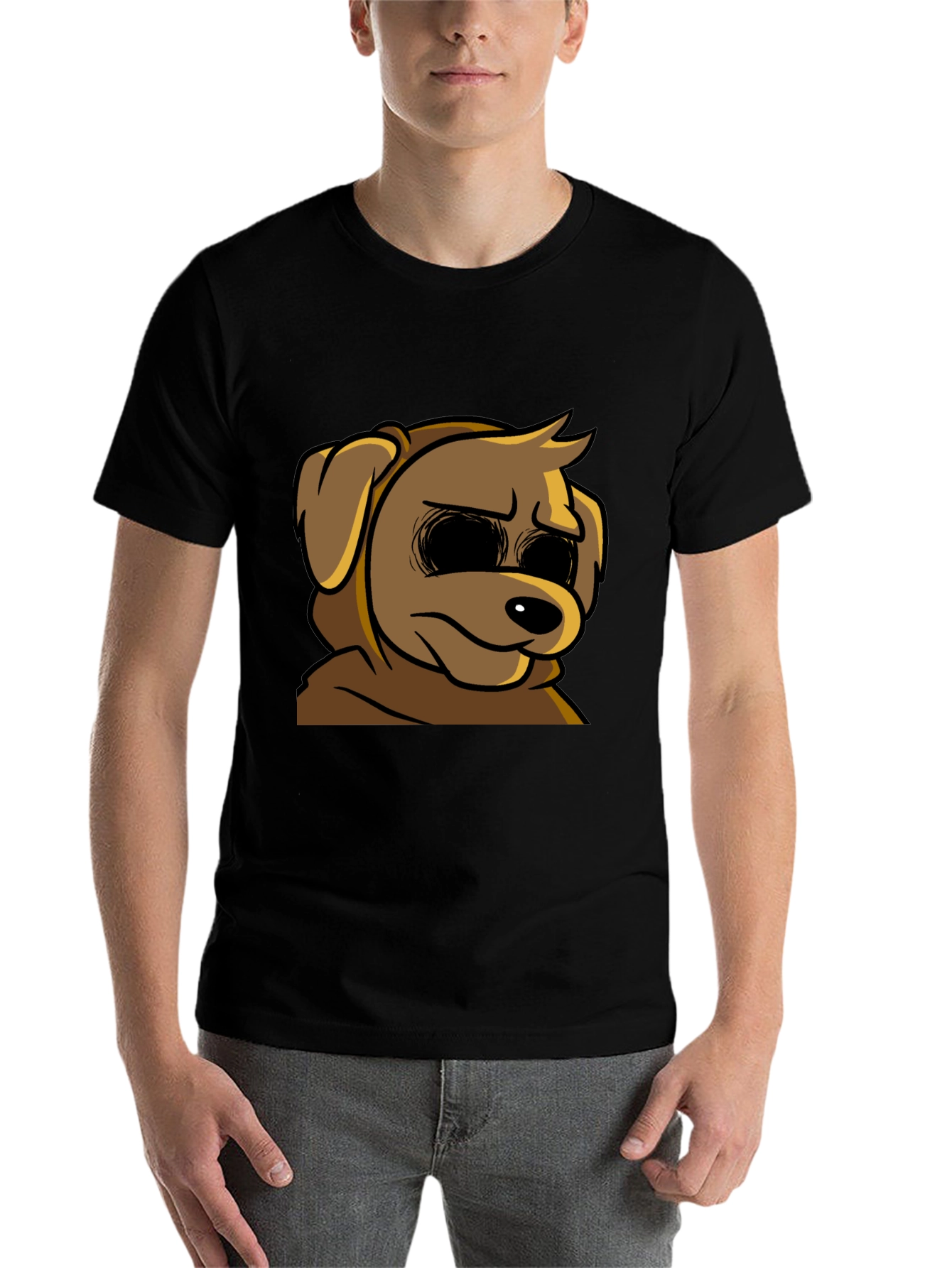 Black Cartoon Dog Graphic T-Shirt - Soft Black Tee view 7
