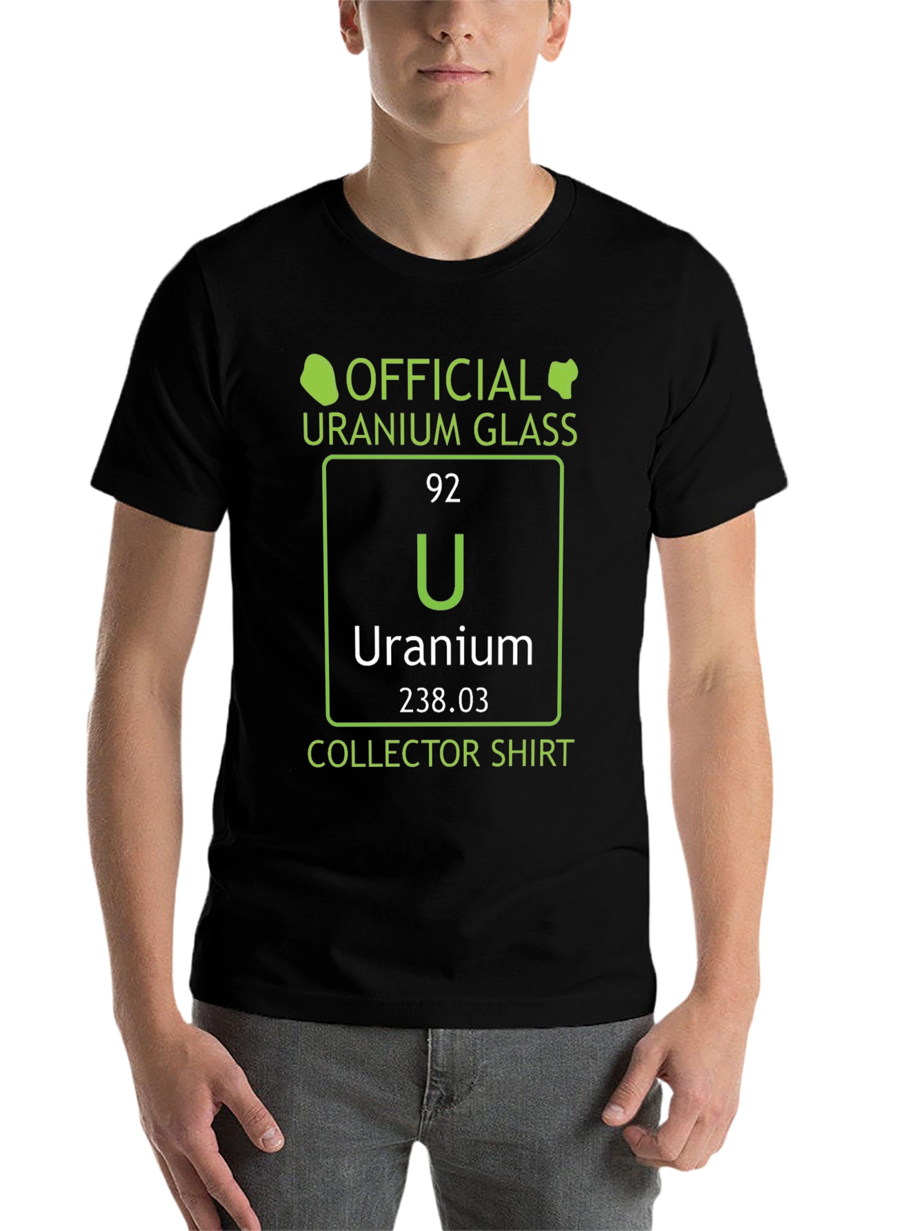 Black Uranium Glass Collector T-Shirt - Periodic Table Tee view 7