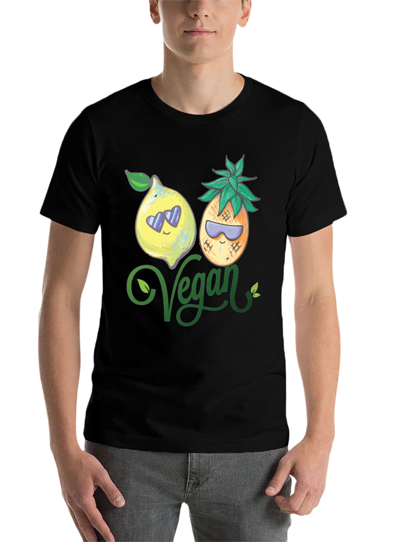 Black Vegan Lemon Pineapple Graphic Tee view 7