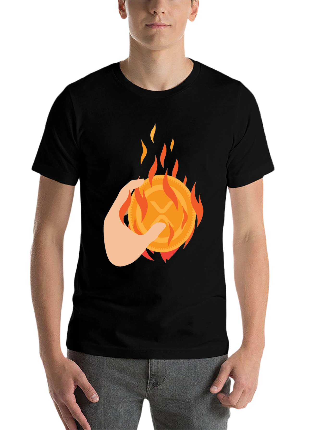 Black Burning XRP Crypto T-Shirt view 7