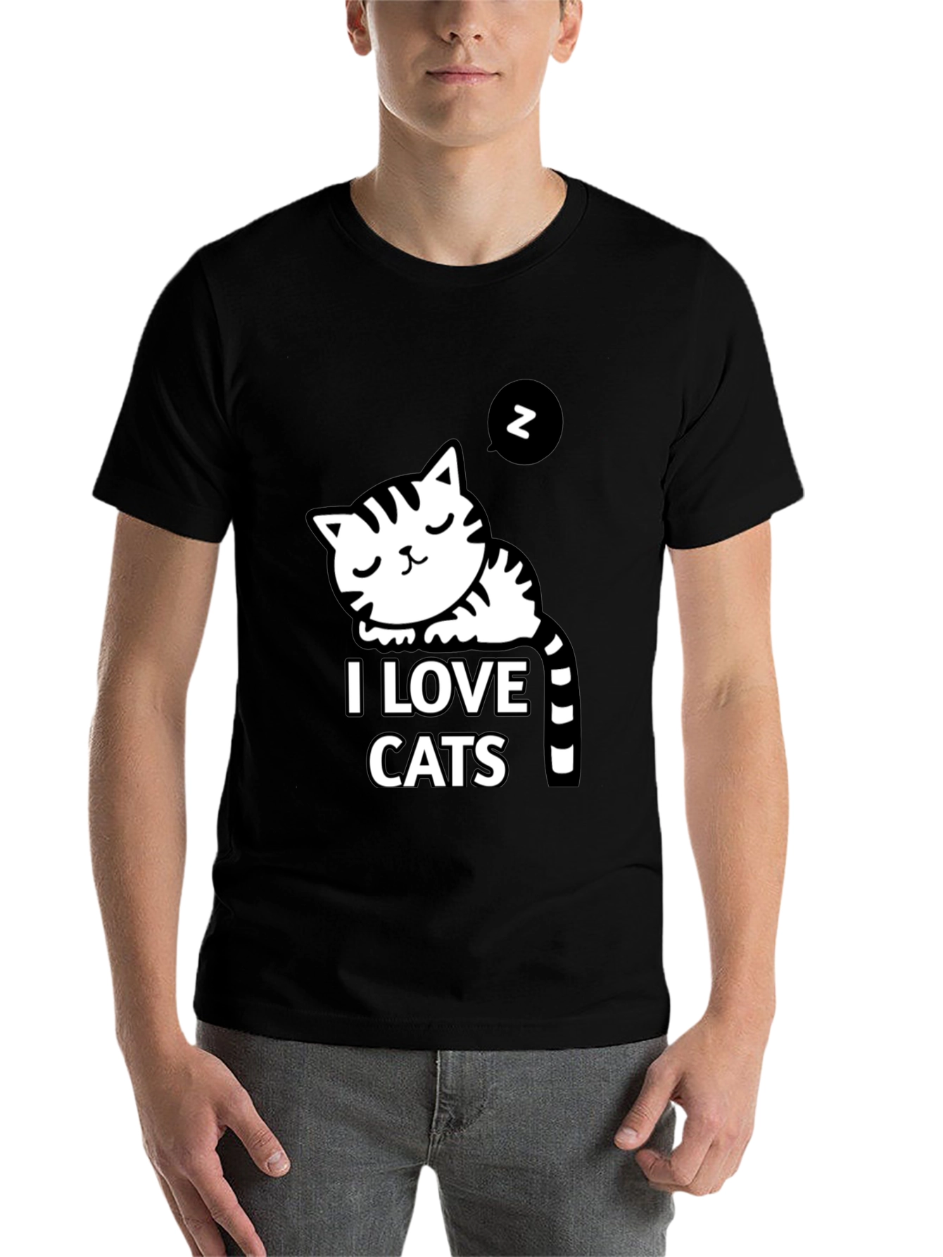 Black I Love Cats Black Graphic T-Shirt view 7