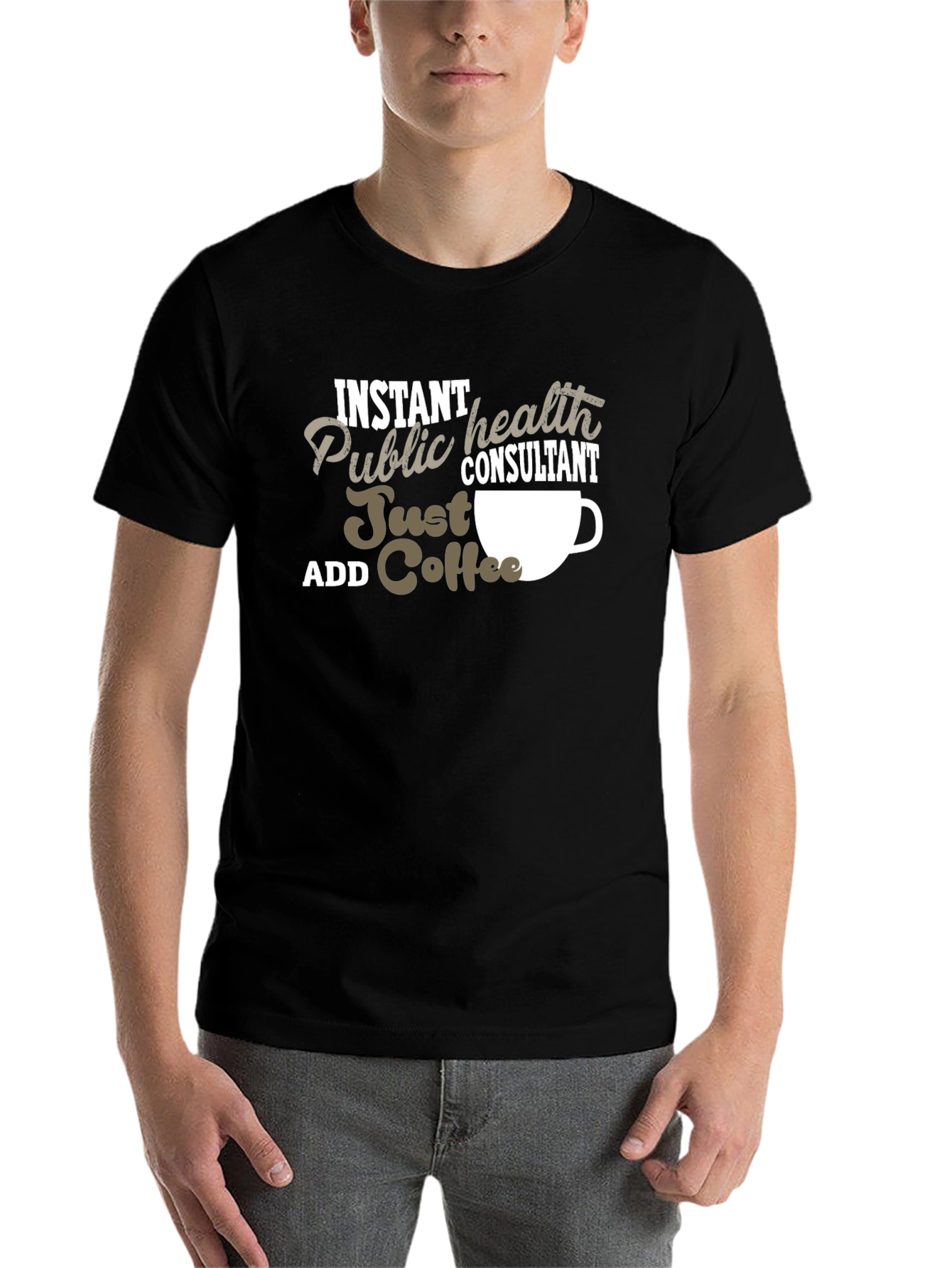 Black Instant Public Health Consultant Coffee T-Shirt view 7