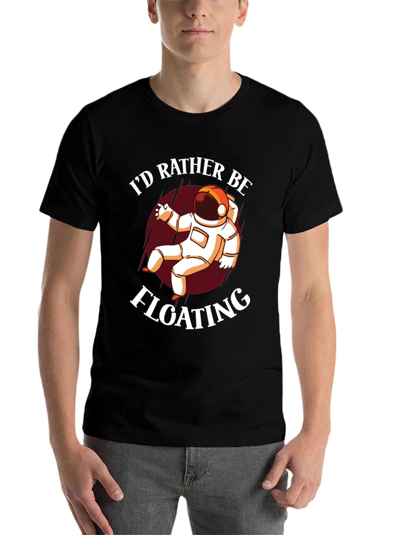 Black I'd Rather Be Floating Astronaut Graphic Tee view 7