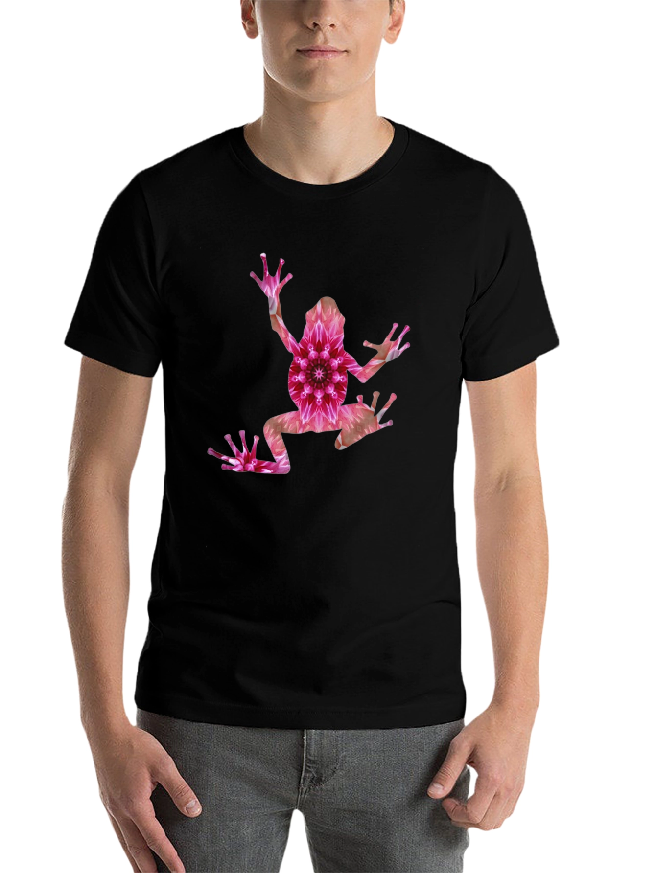 Black Floral Frog Graphic T-Shirt - Modern Style view 7