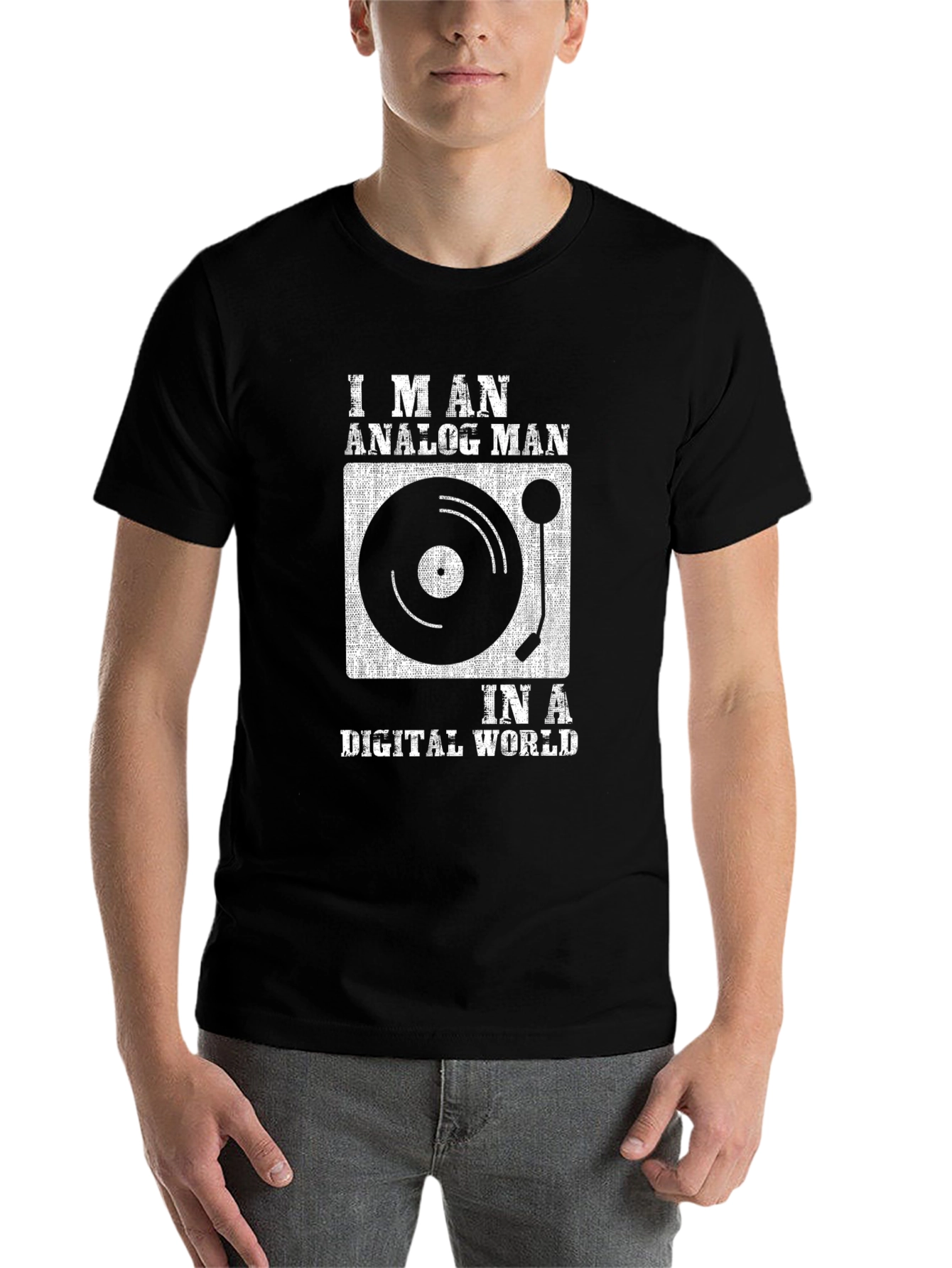Black Analog Man in a Digital World Graphic Tee view 7