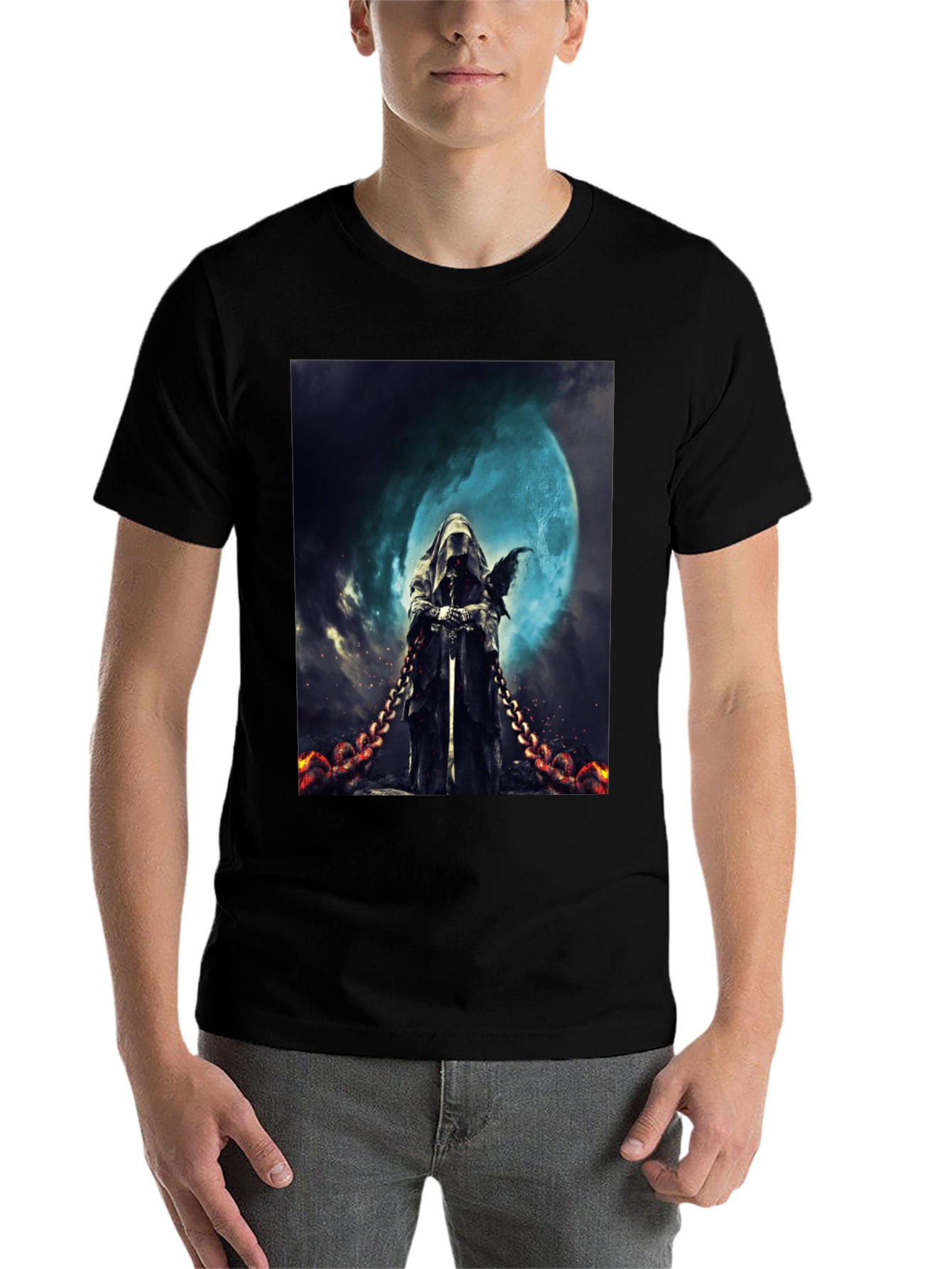 Black Grim Reaper Graphic Tee - Dark Fantasy Style view 7