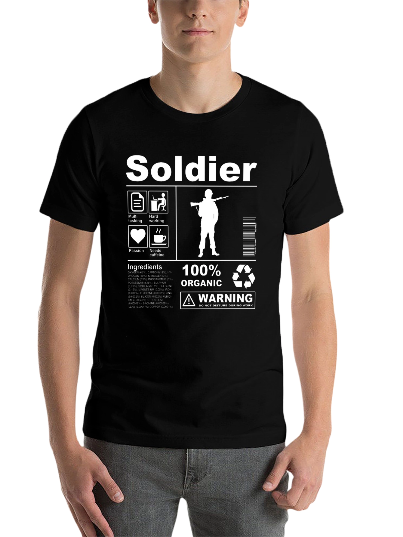 Black Soldier Graphic T-Shirt - Organic & Humorous view 7