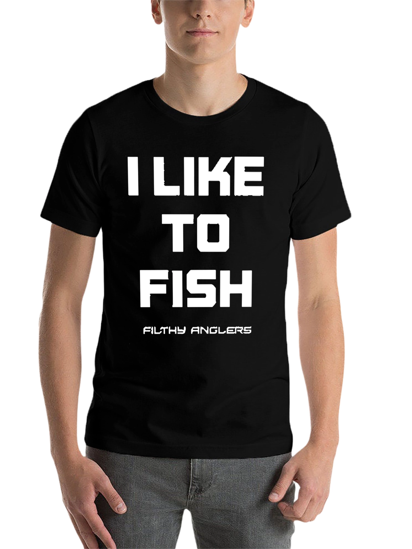 Black I Like to Fish - Funny Angler T-Shirt view 7