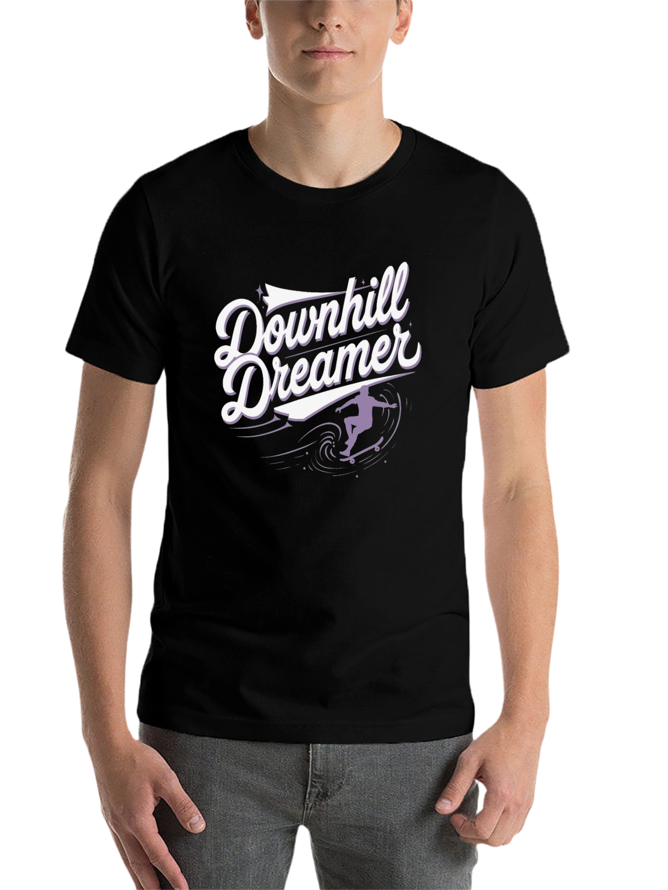 Black Downhill Dreamer Graphic T-Shirt - Skateboard Design view 7