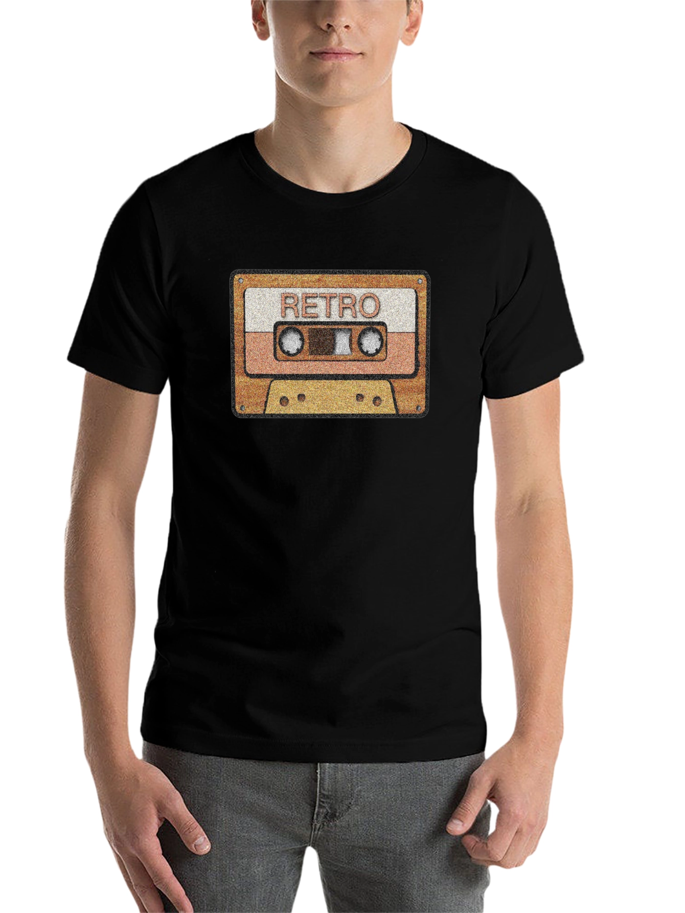 Black Retro Cassette Tape Graphic T-Shirt - Vintage Style Tee view 7