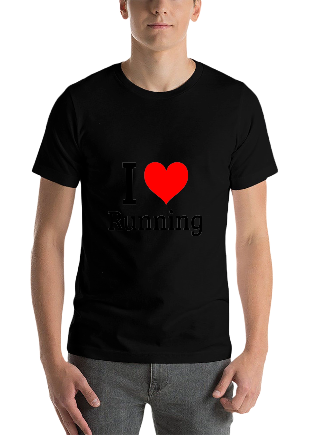 Black I Love Running Black T-Shirt - Heart Design view 7
